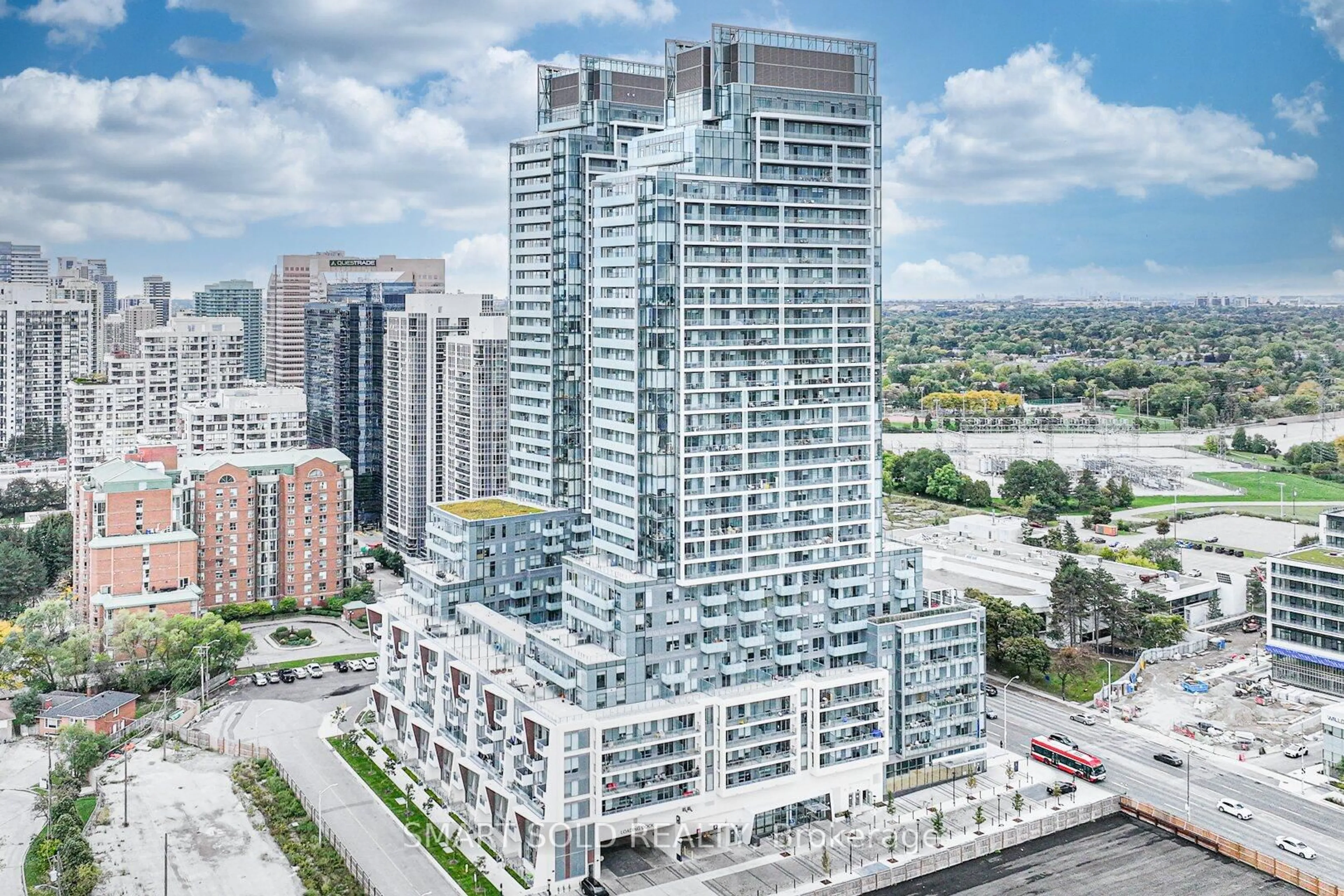 A pic from outside/outdoor area/front of a property/back of a property/a pic from drone, city buildings view from balcony for 7 Golden Lion Hts #N1303, Toronto Ontario M2M 3T9