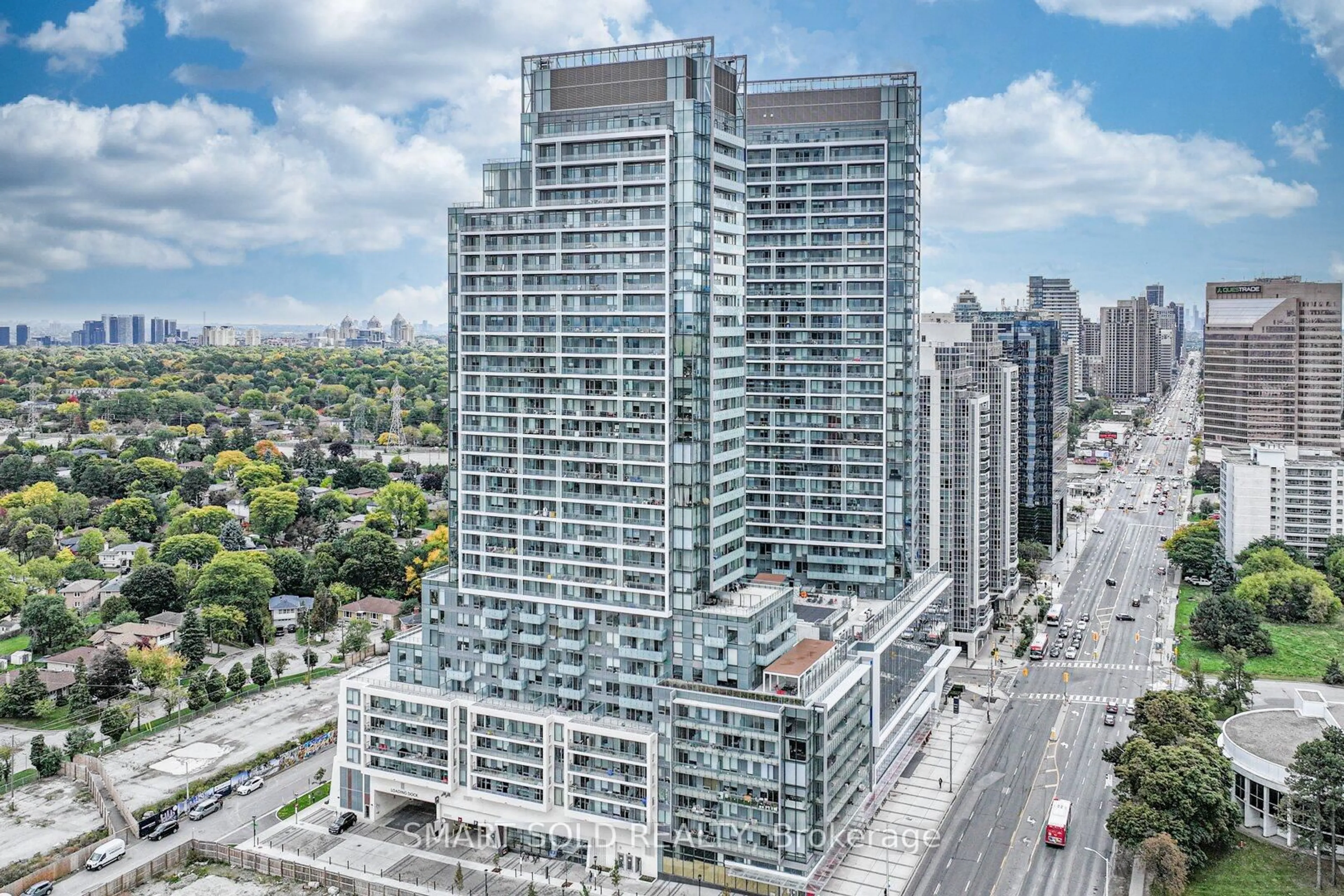 A pic from outside/outdoor area/front of a property/back of a property/a pic from drone, city buildings view from balcony for 7 Golden Lion Hts #N1303, Toronto Ontario M2M 3T9