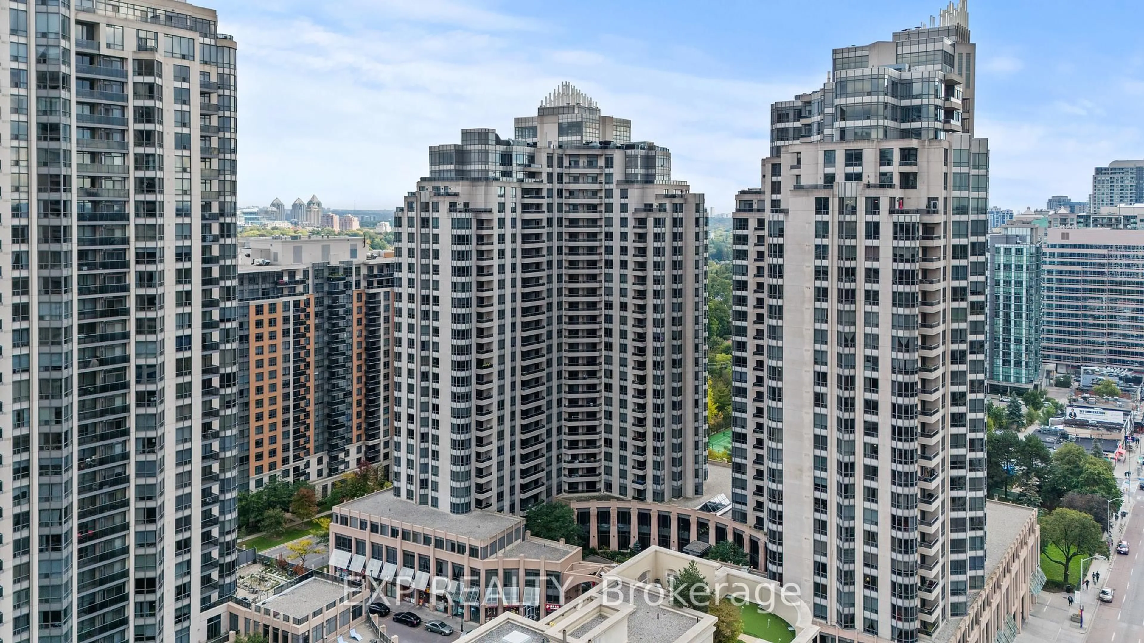 A pic from outside/outdoor area/front of a property/back of a property/a pic from drone, city buildings view from balcony for 15 Northtown Way #1222, Toronto Ontario M2N 7L4