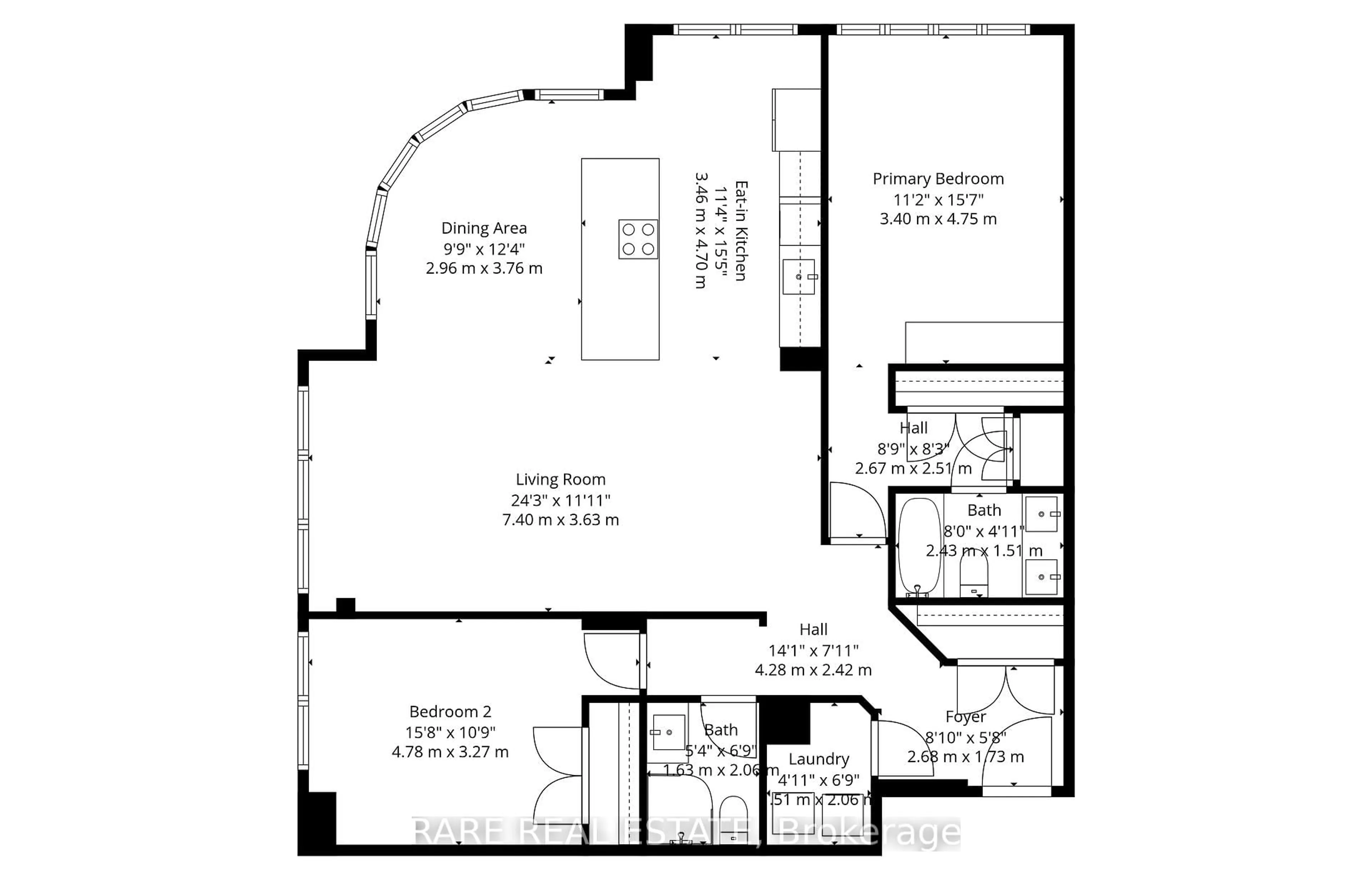 Floor plan for 100 Upper Madison Ave #1503, Toronto Ontario M2N 6M4
