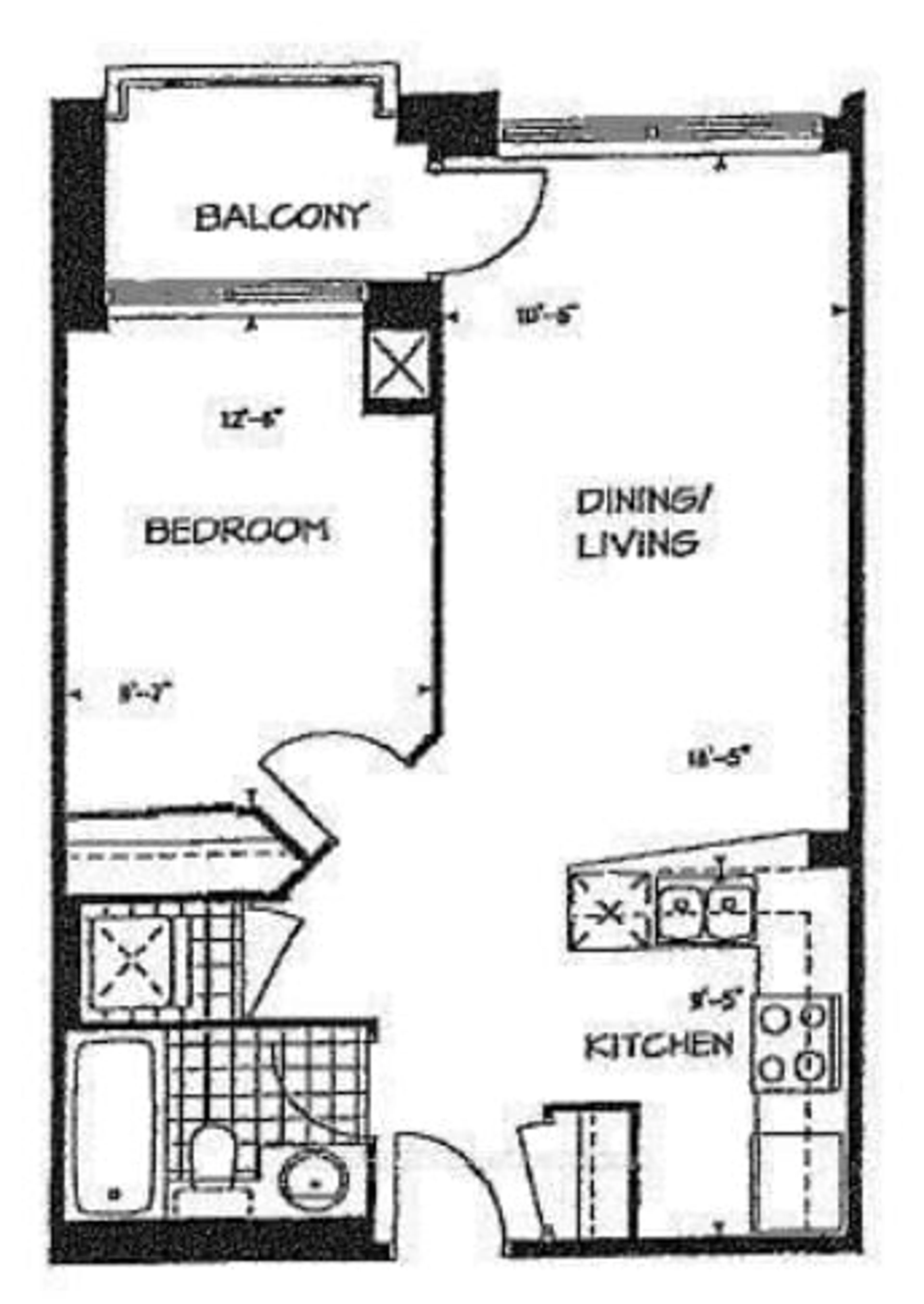 Floor plan for 270 Wellington St #618, Toronto Ontario M5V 3P5
