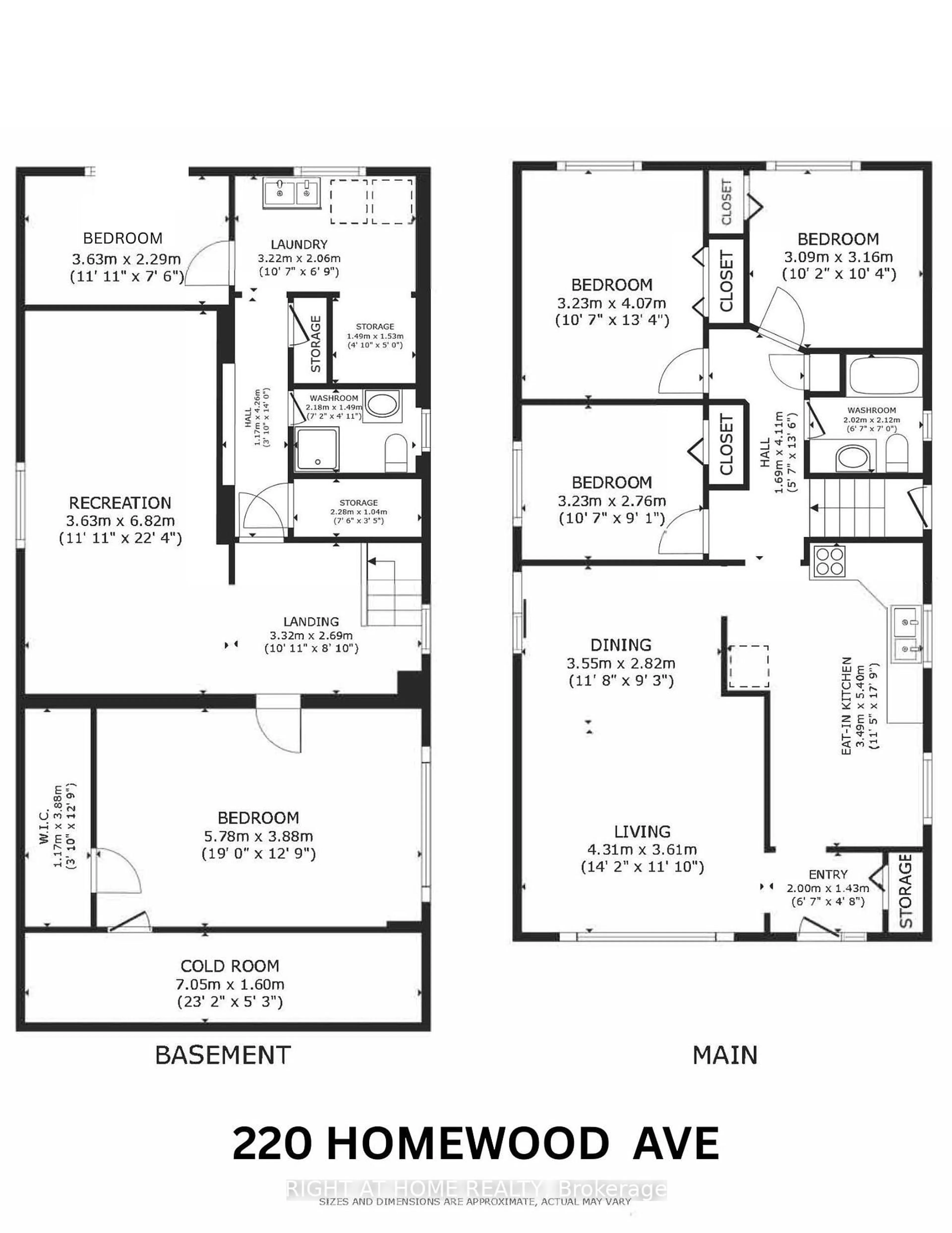 Floor plan for 220 Homewood Ave, Toronto Ontario M2M 1K6