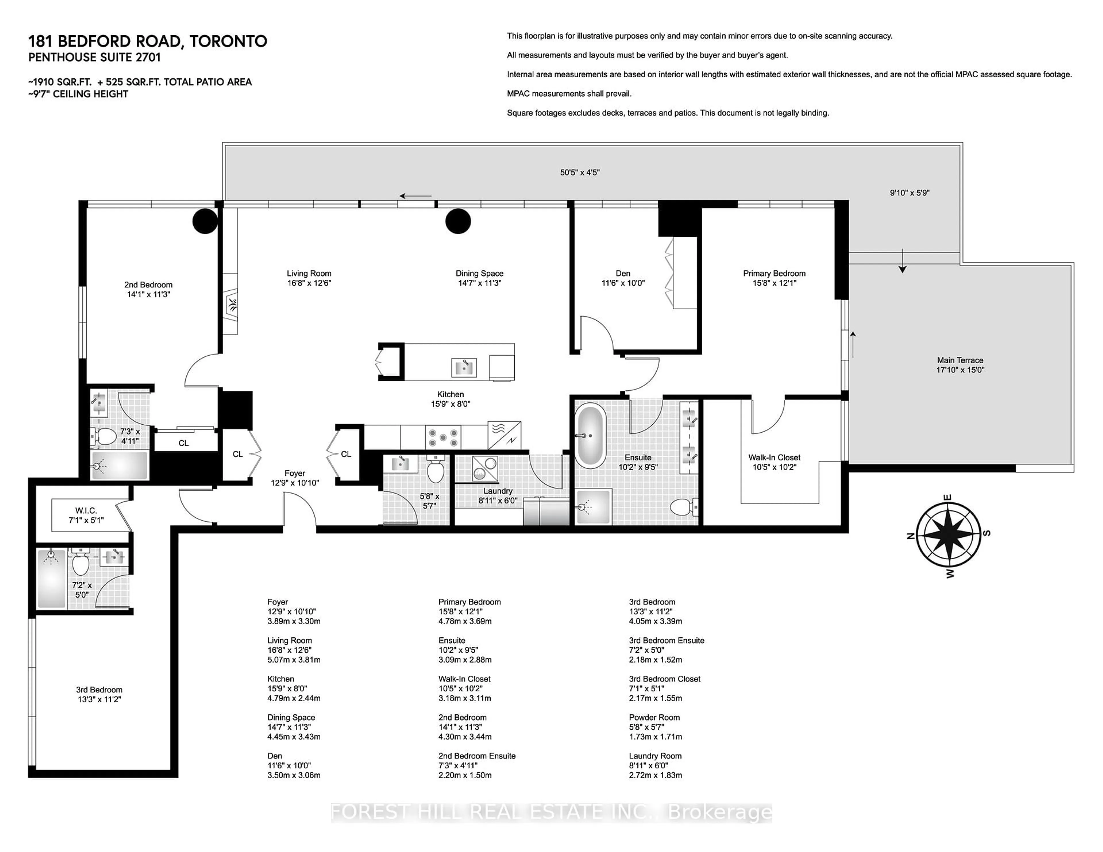 Floor plan for 181 Bedford Rd #PH01, Toronto Ontario M5R 0C2
