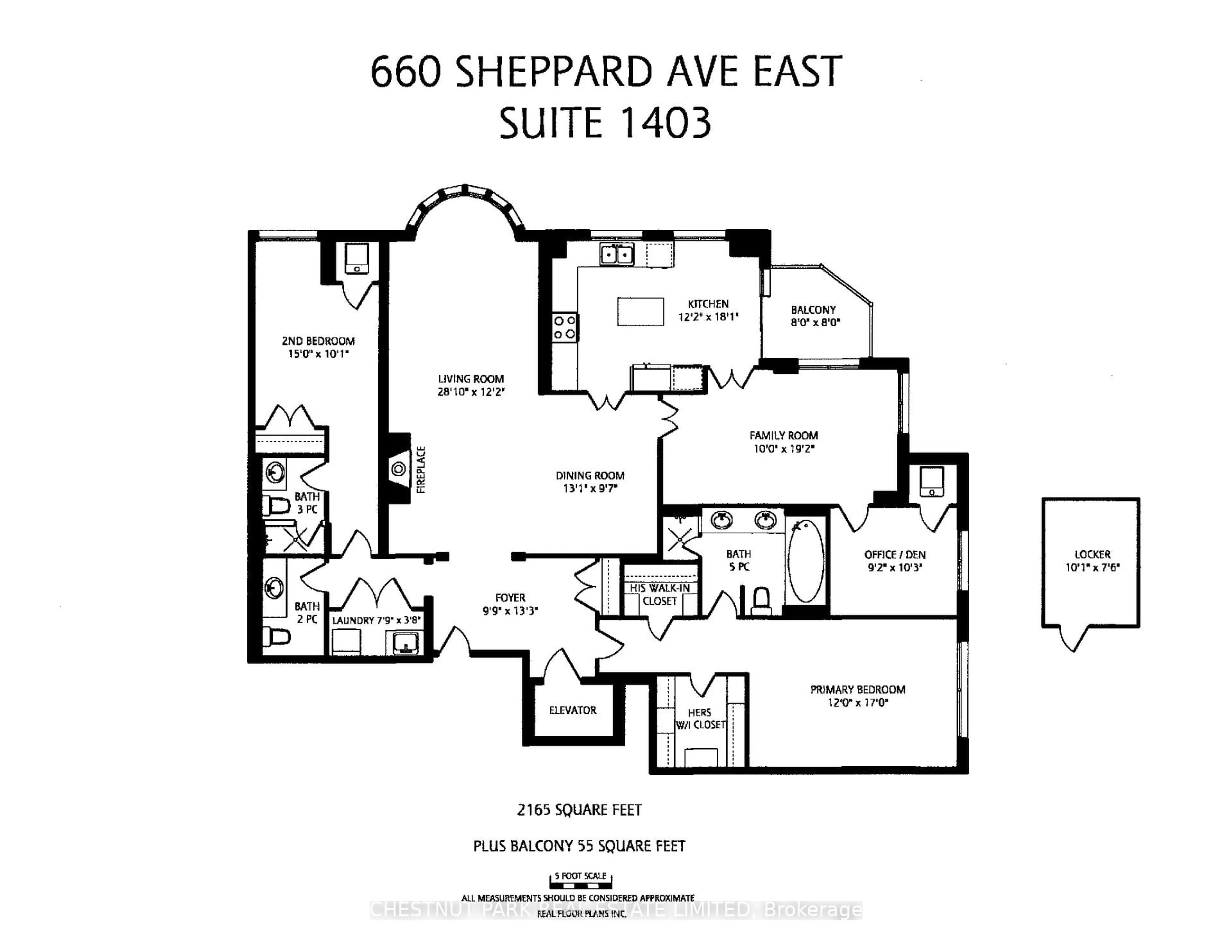 Floor plan for 660 Sheppard Ave #1403, Toronto Ontario M2K 3E5