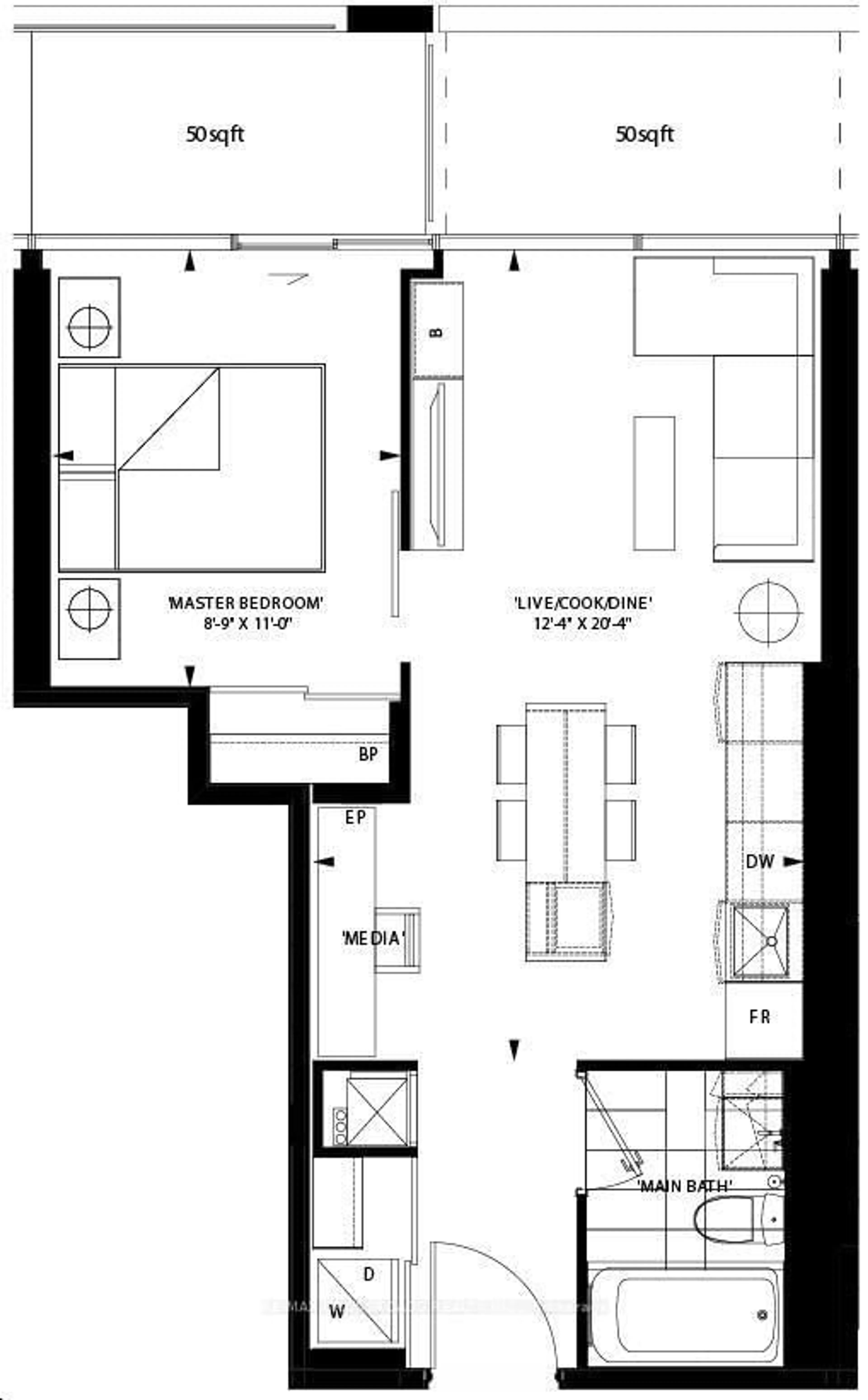 Floor plan for 5 Soudan Ave #3110, Toronto Ontario M4S 0B1