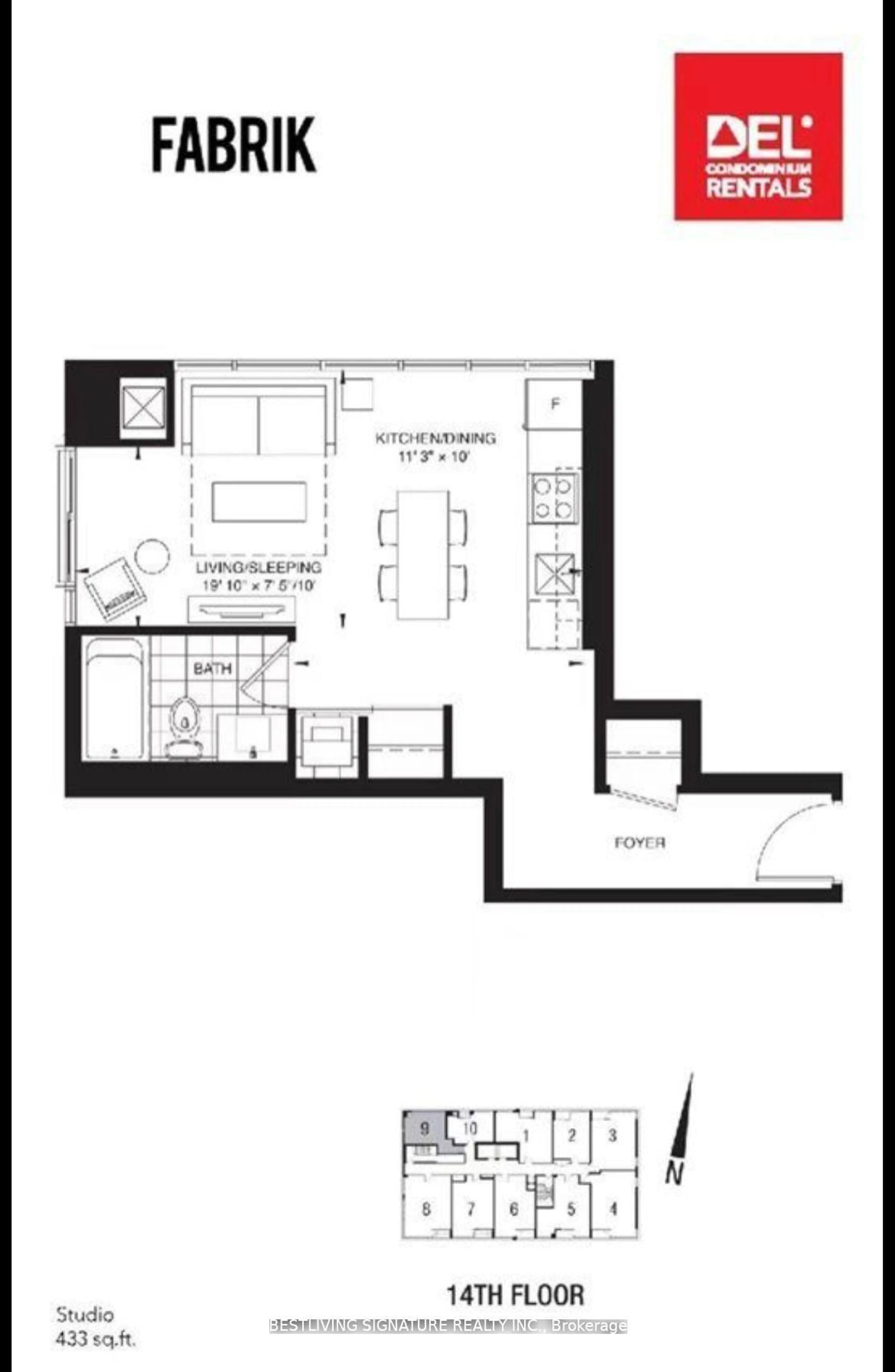 Floor plan for 435 Richmond St #1409, Toronto Ontario M5V 0N3