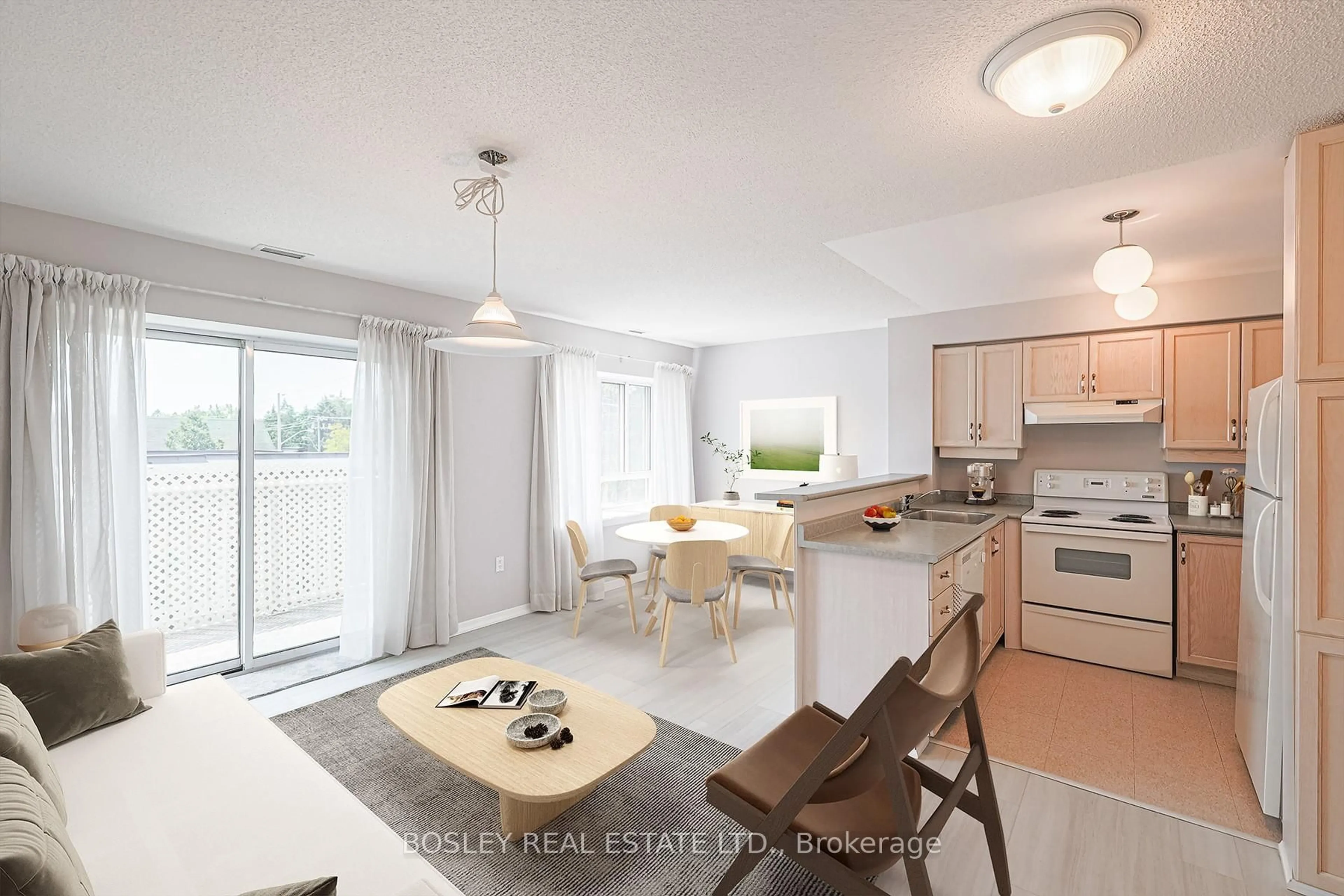 Open concept kitchen, wood/laminate floor for 1387 Bayview Ave #306, Toronto Ontario M4G 3A5