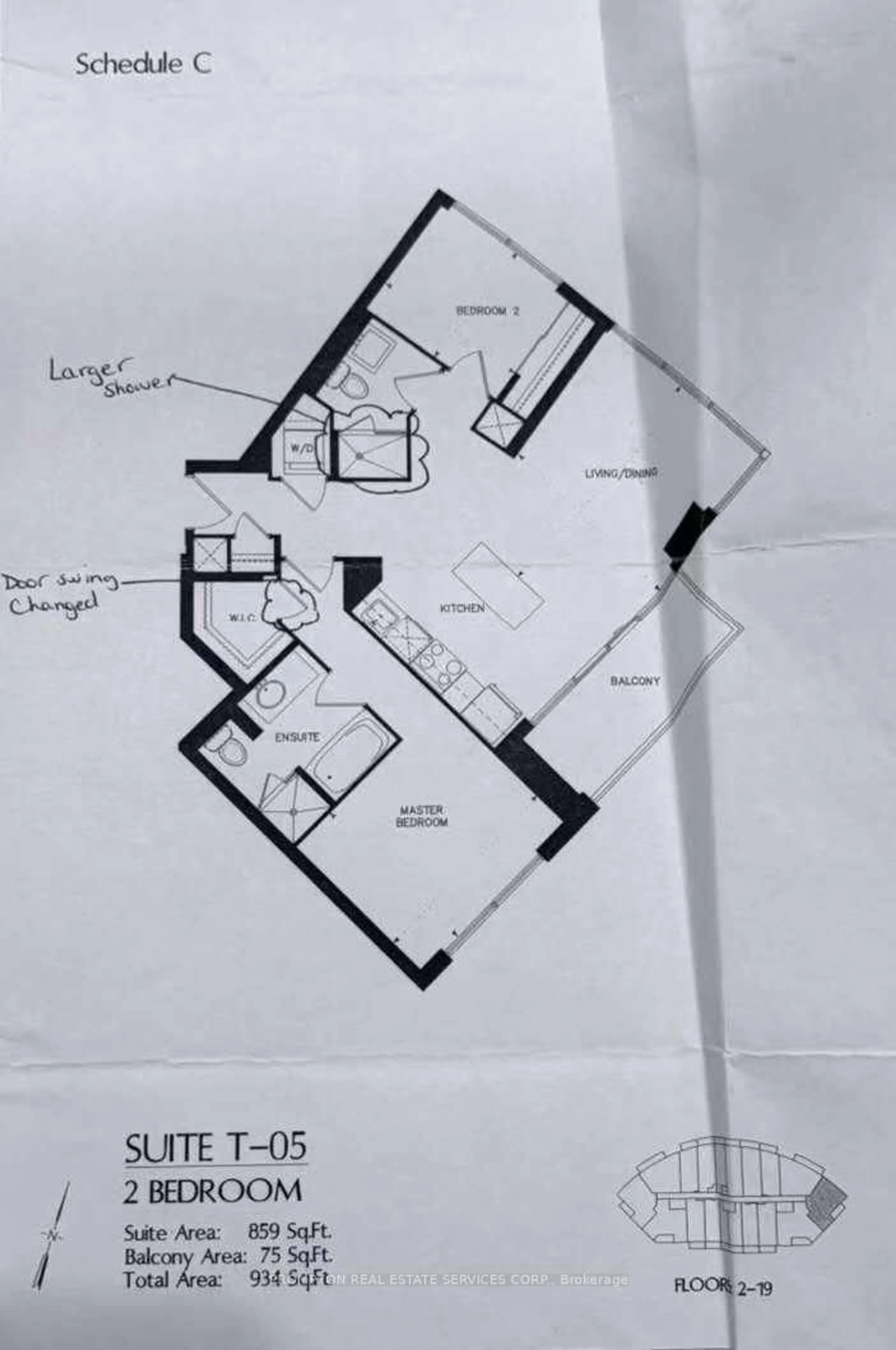 Floor plan for 160 Vanderhoof Ave #1505, Toronto Ontario M4G 0B7