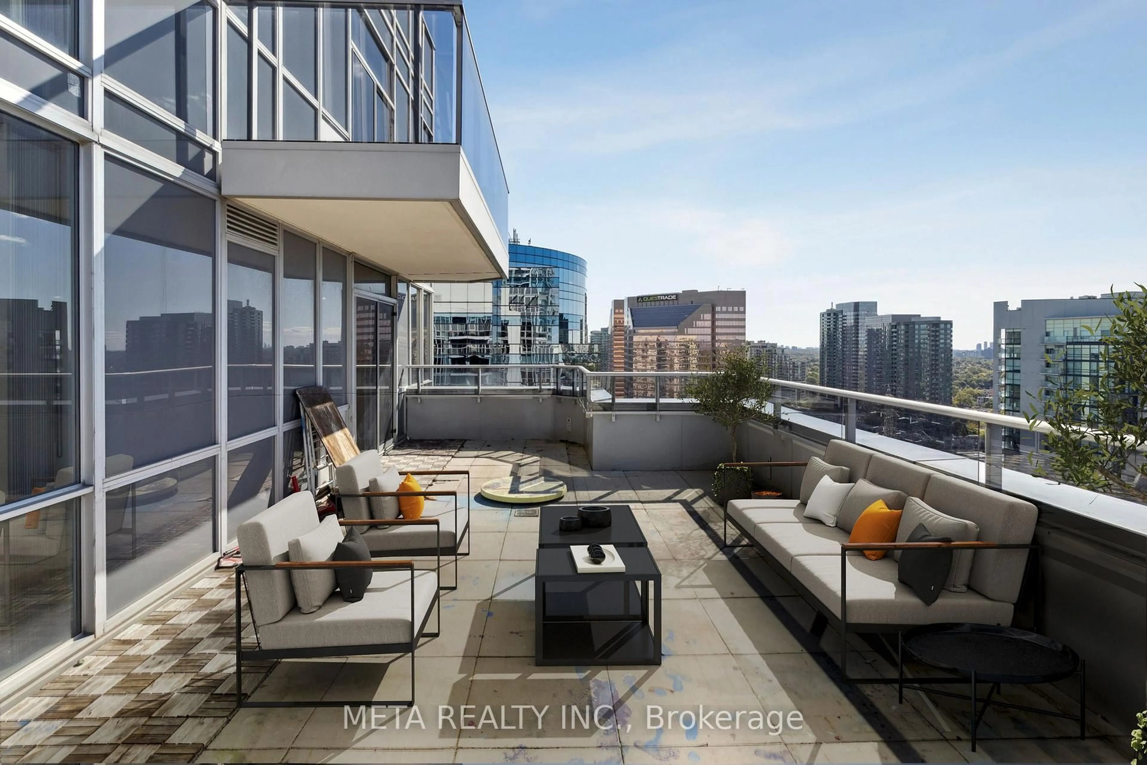 Patio, city buildings view from balcony for 5791 Yonge St #PH201, Toronto Ontario M2M 0A8