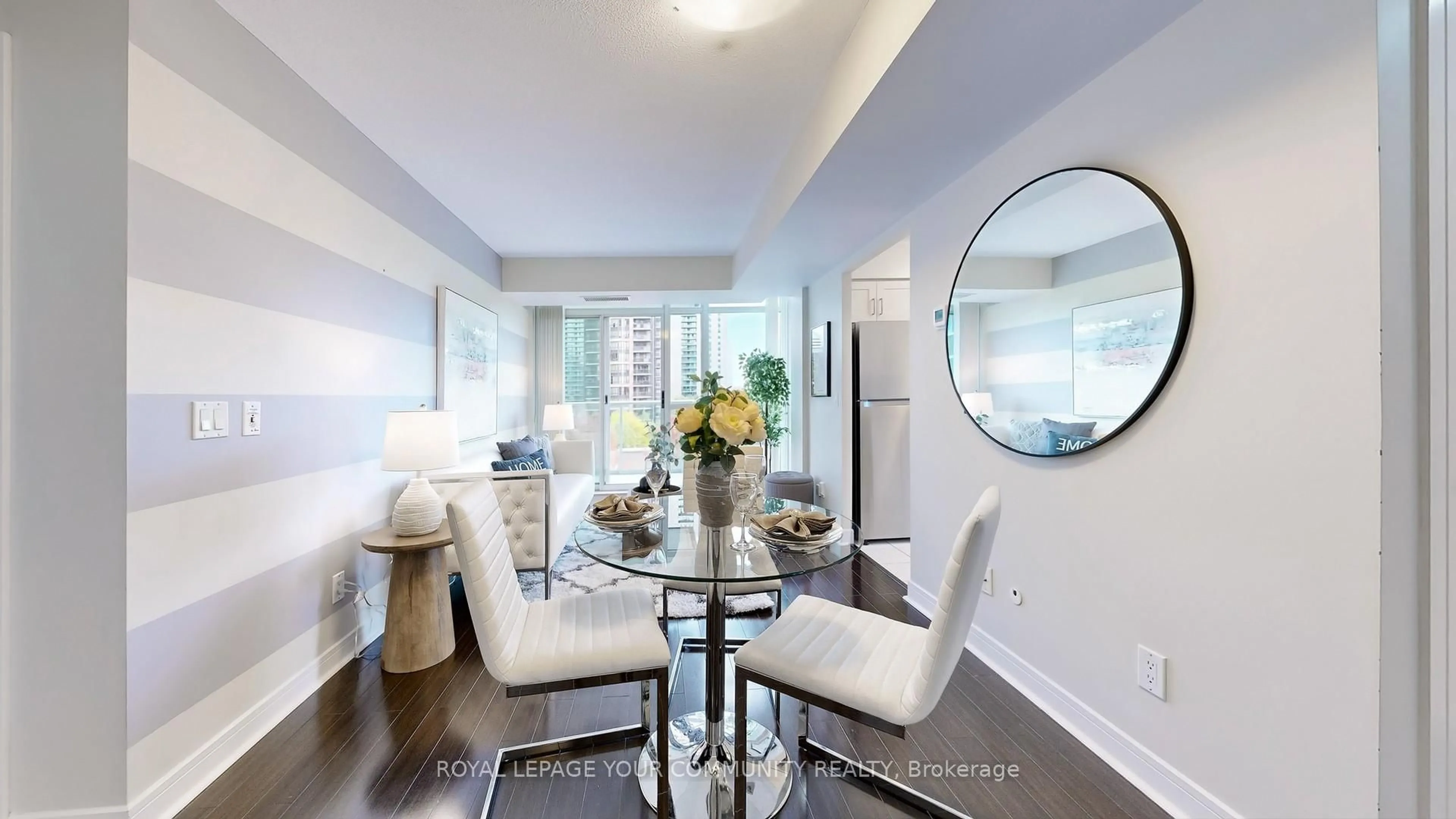 Dining room, wood/laminate floor for 35 Bales Ave #706, Toronto Ontario M2N 7L7