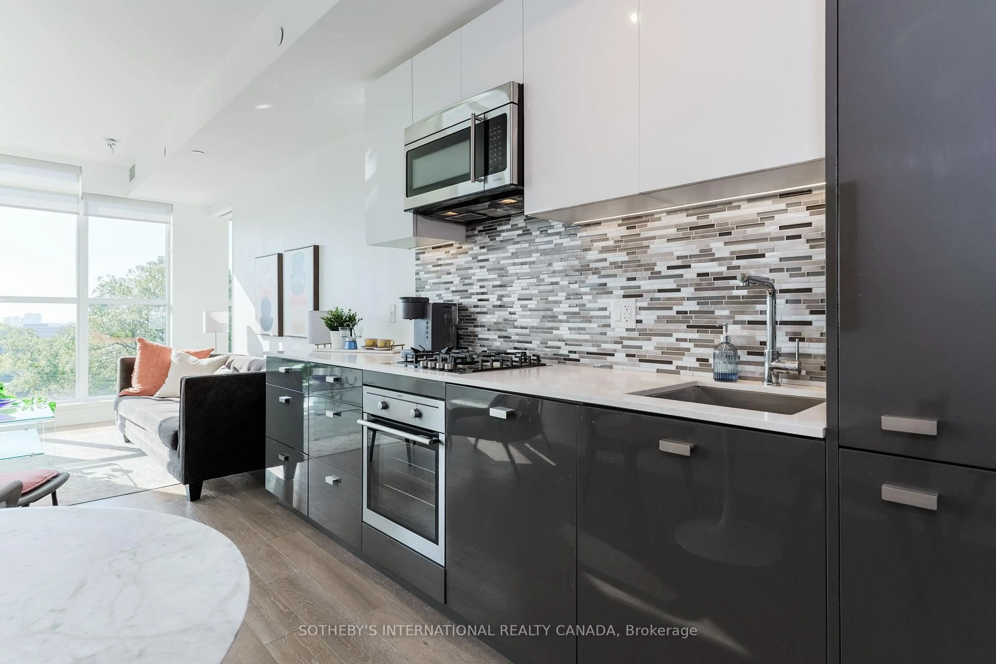 Contemporary kitchen, ceramic/tile floor for 835 St. Clair Ave #707, Toronto Ontario M6C 0A8