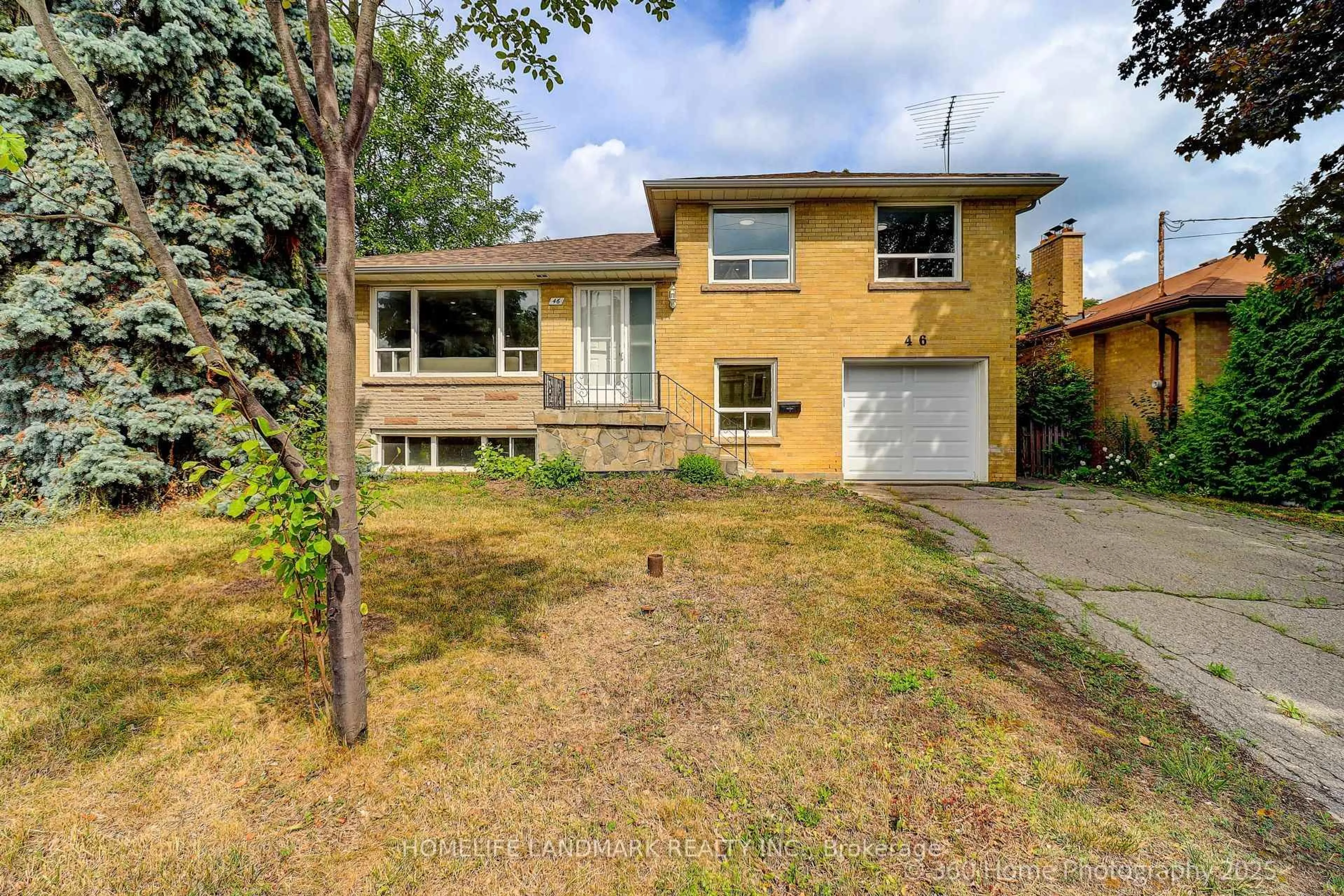 Home with brick exterior material, street for 46 Bowerbank Dr, Toronto Ontario M2M 1Z8