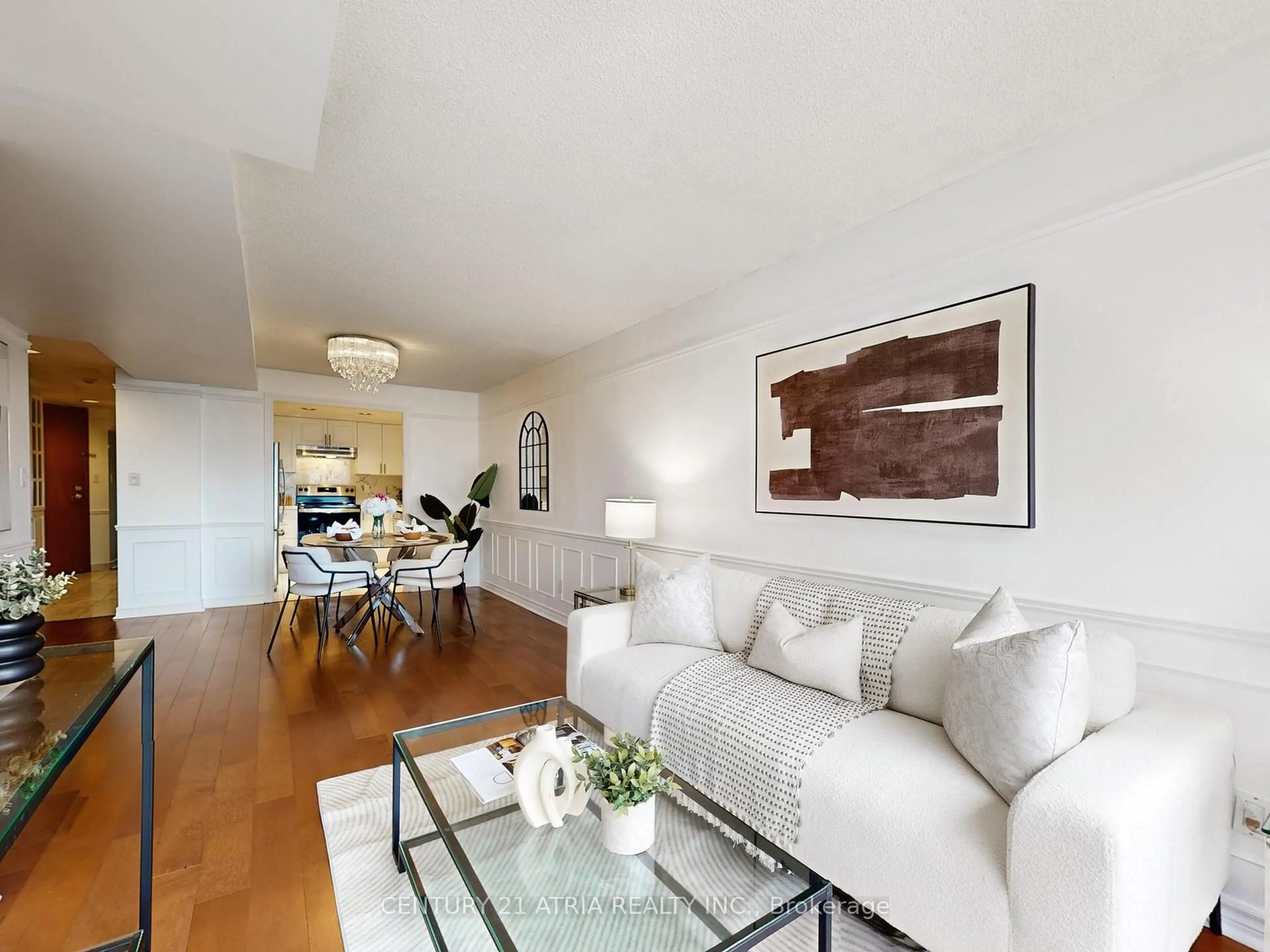 Living room with furniture, wood/laminate floor for 28 Hollywood Ave #Sph108, Toronto Ontario M2N 6S4