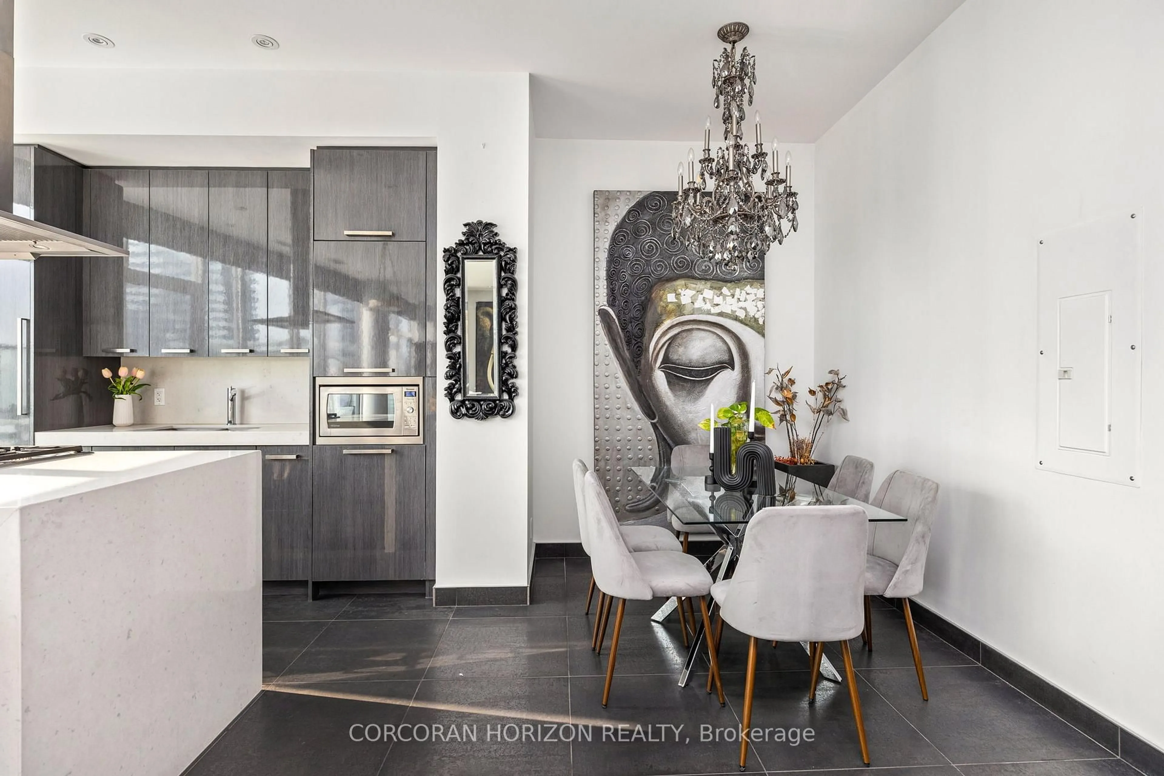 Contemporary kitchen, ceramic/tile floor for 1 Market St #PH3301, Toronto Ontario M5E 0A2