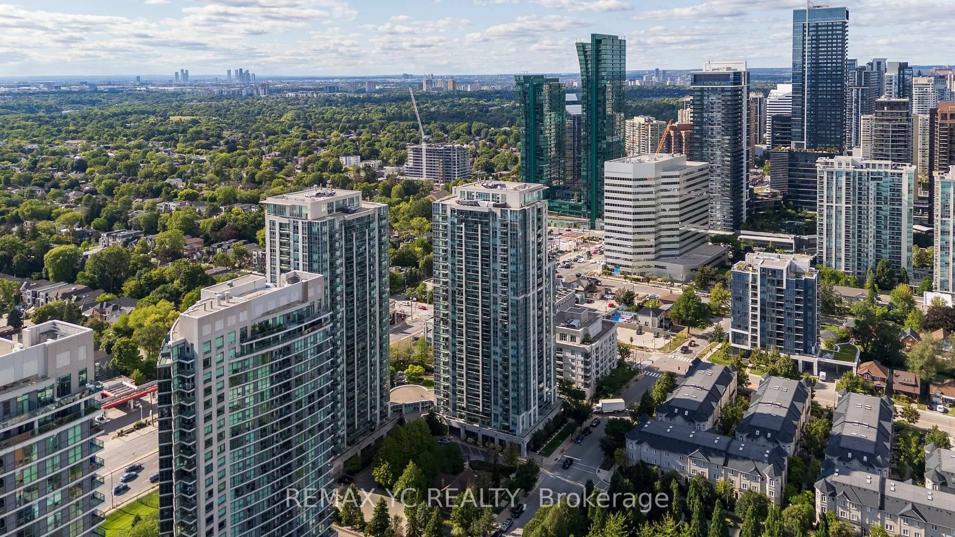 A pic from outside/outdoor area/front of a property/back of a property/a pic from drone, city buildings view from balcony for 16 Harrison Garden Blvd #2612, Toronto Ontario M2N 7J6