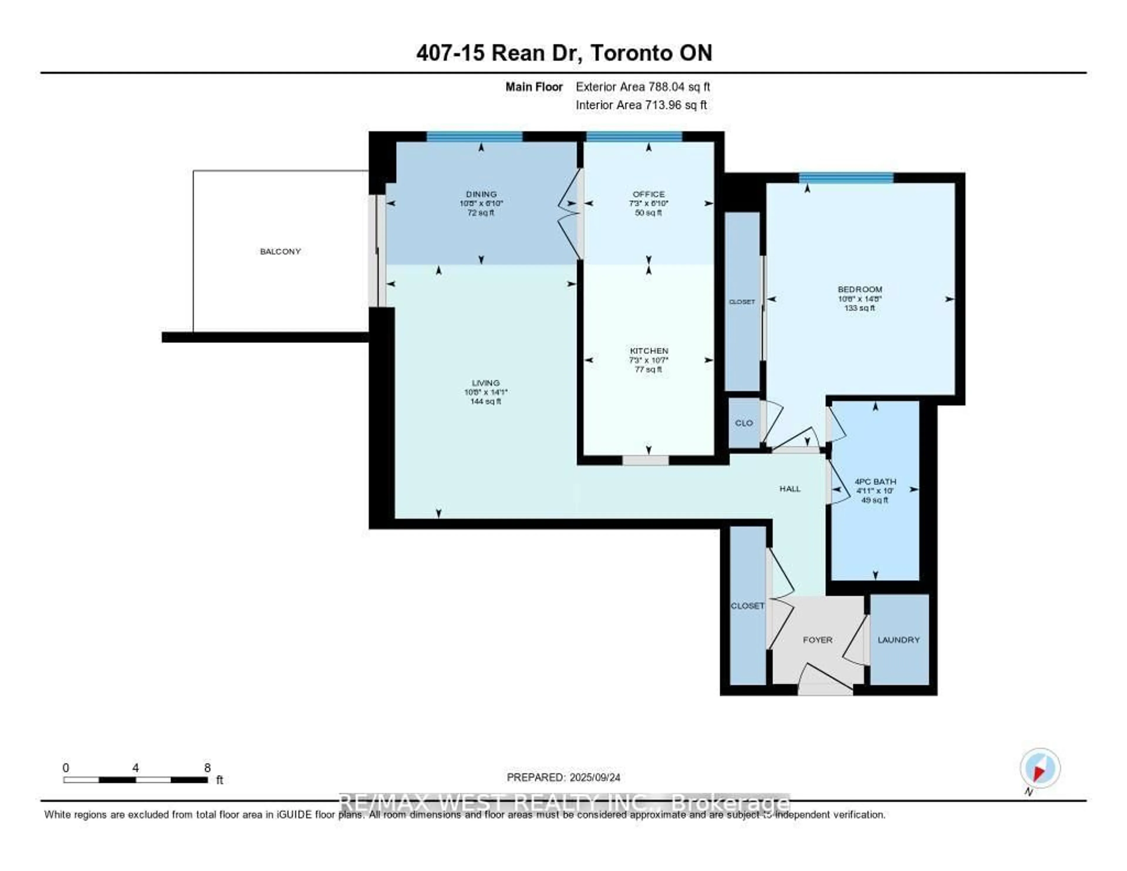 Floor plan for 15 Rean Dr #407, Toronto Ontario M2K 0A7