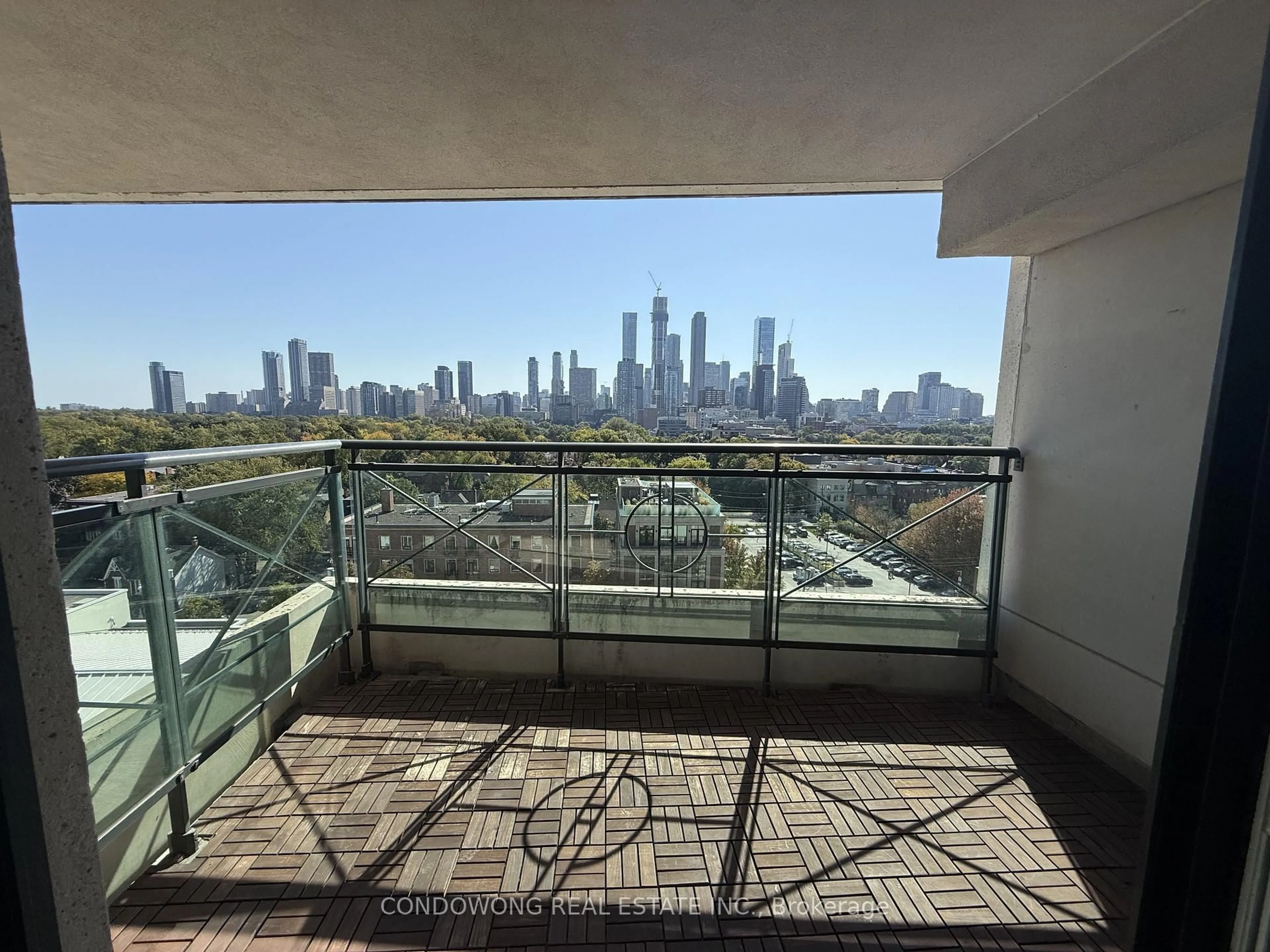 Balcony in the apartment, city buildings view from balcony for 25 Scrivener Sq #908, Toronto Ontario M4W 3Y6