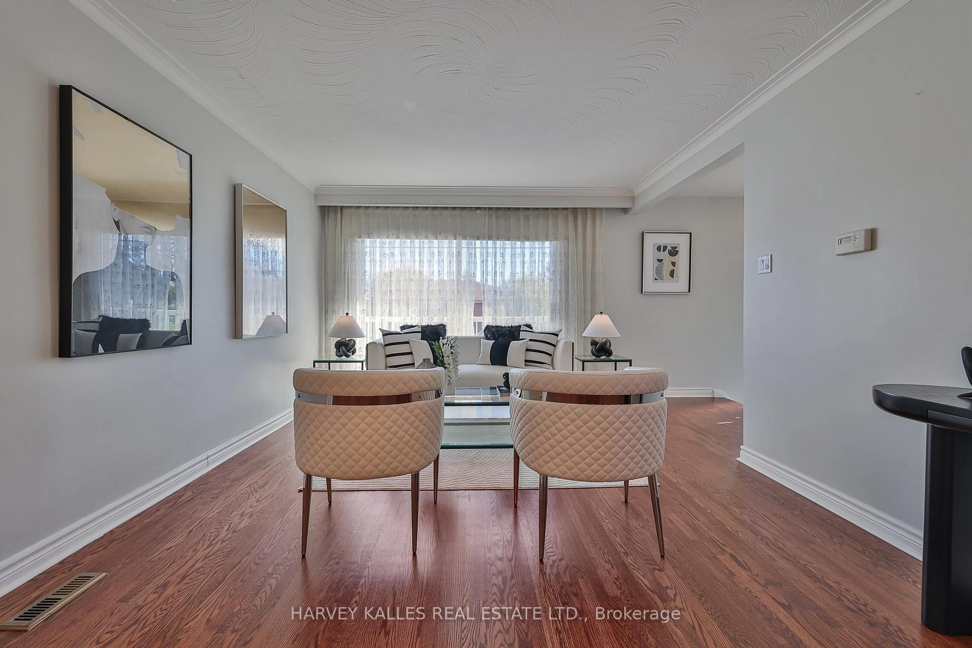 Living room with furniture, wood/laminate floor for 6 Lucifer Dr, Toronto Ontario M2J 4E7