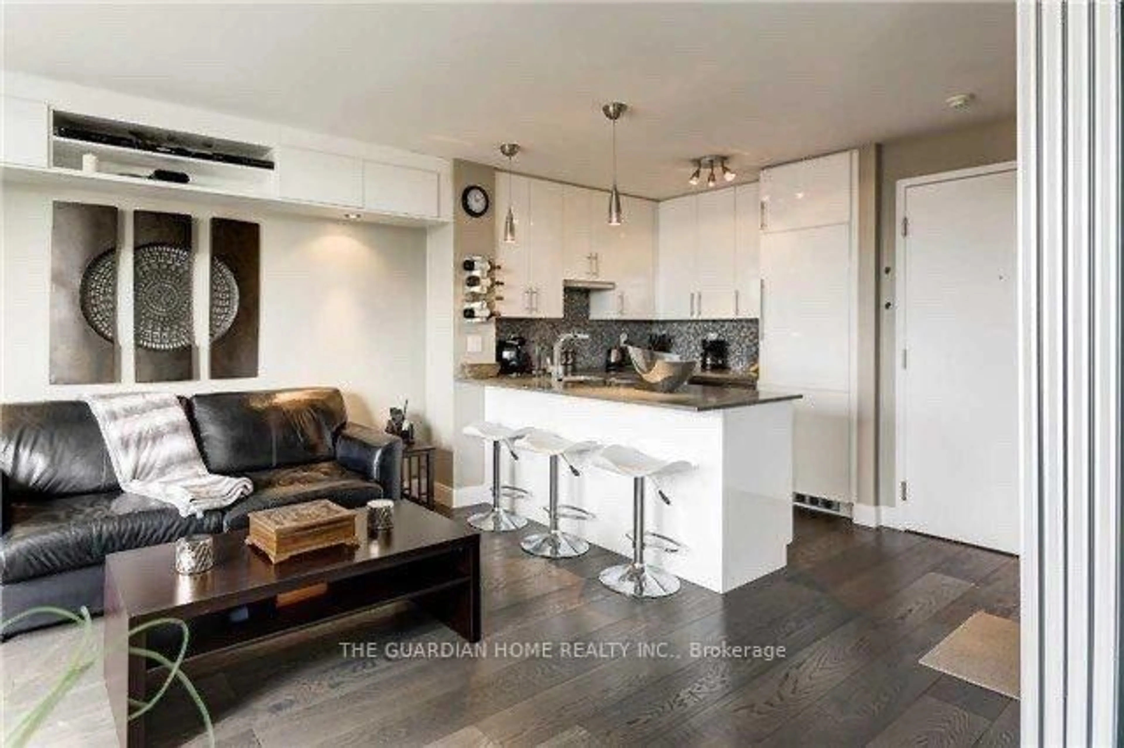 Open concept kitchen, wood/laminate floor for 120 Dallimore Circ #323, Toronto Ontario M3C 4J1