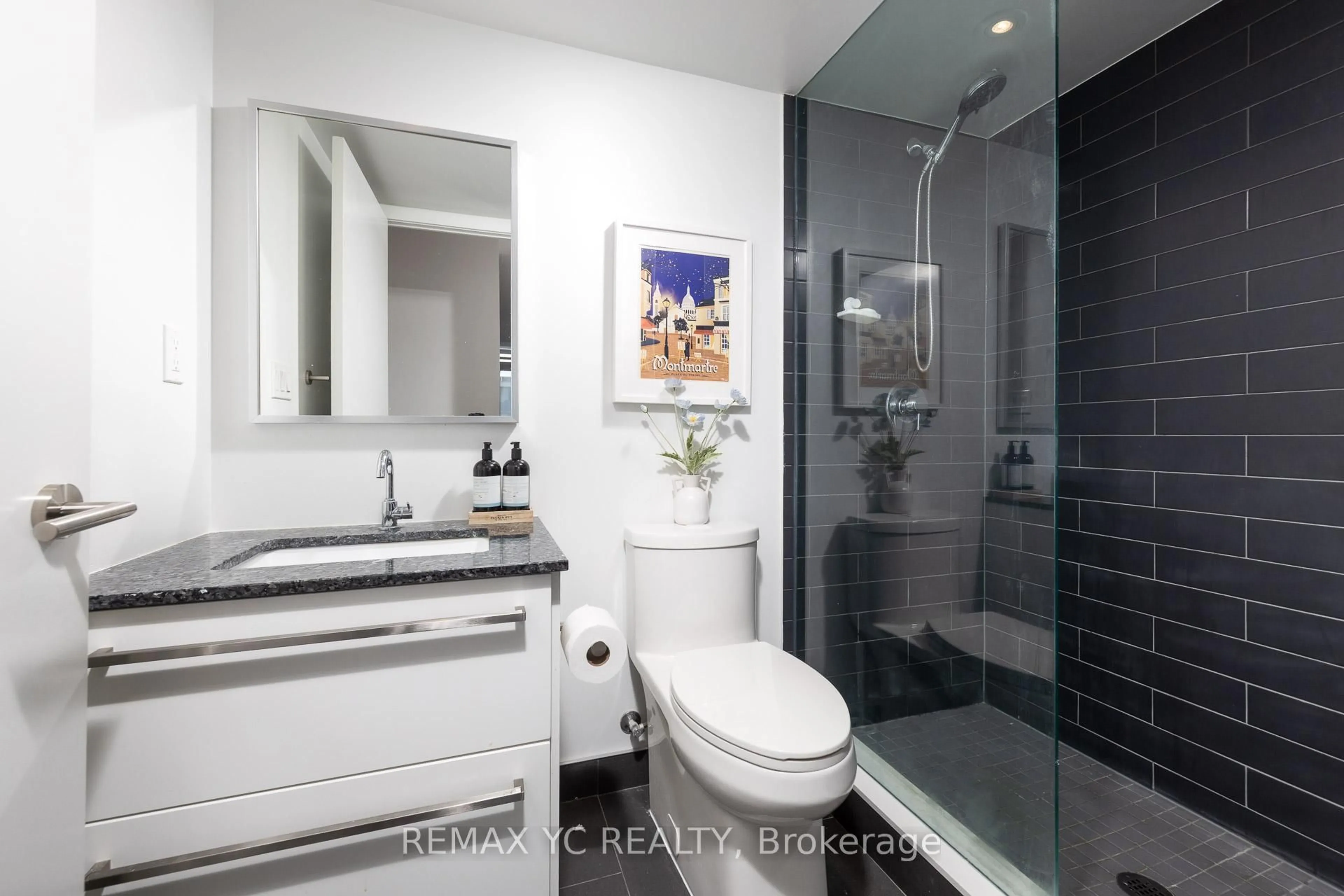 Contemporary bathroom, ceramic/tile floor for 120 Varna Dr #715, Toronto Ontario M6A 0B3
