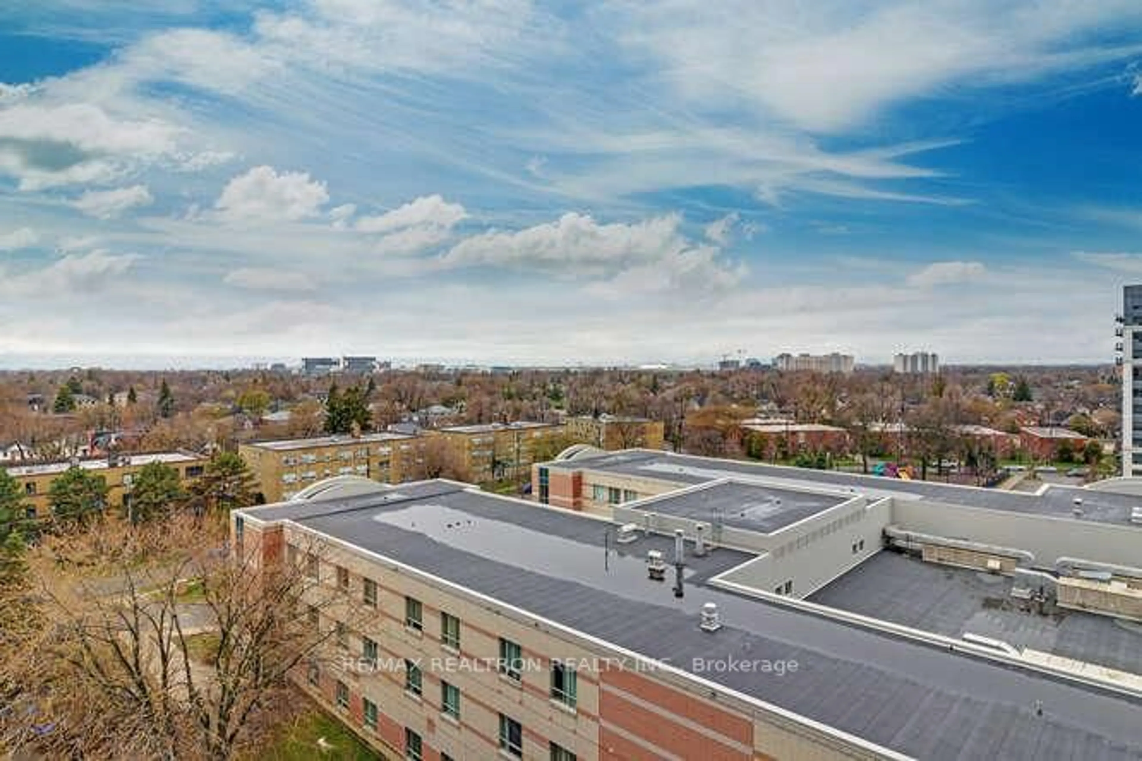 A pic from outside/outdoor area/front of a property/back of a property/a pic from drone, city buildings view from balcony for 8 Covington Rd #1008, Toronto Ontario M6A 3E5
