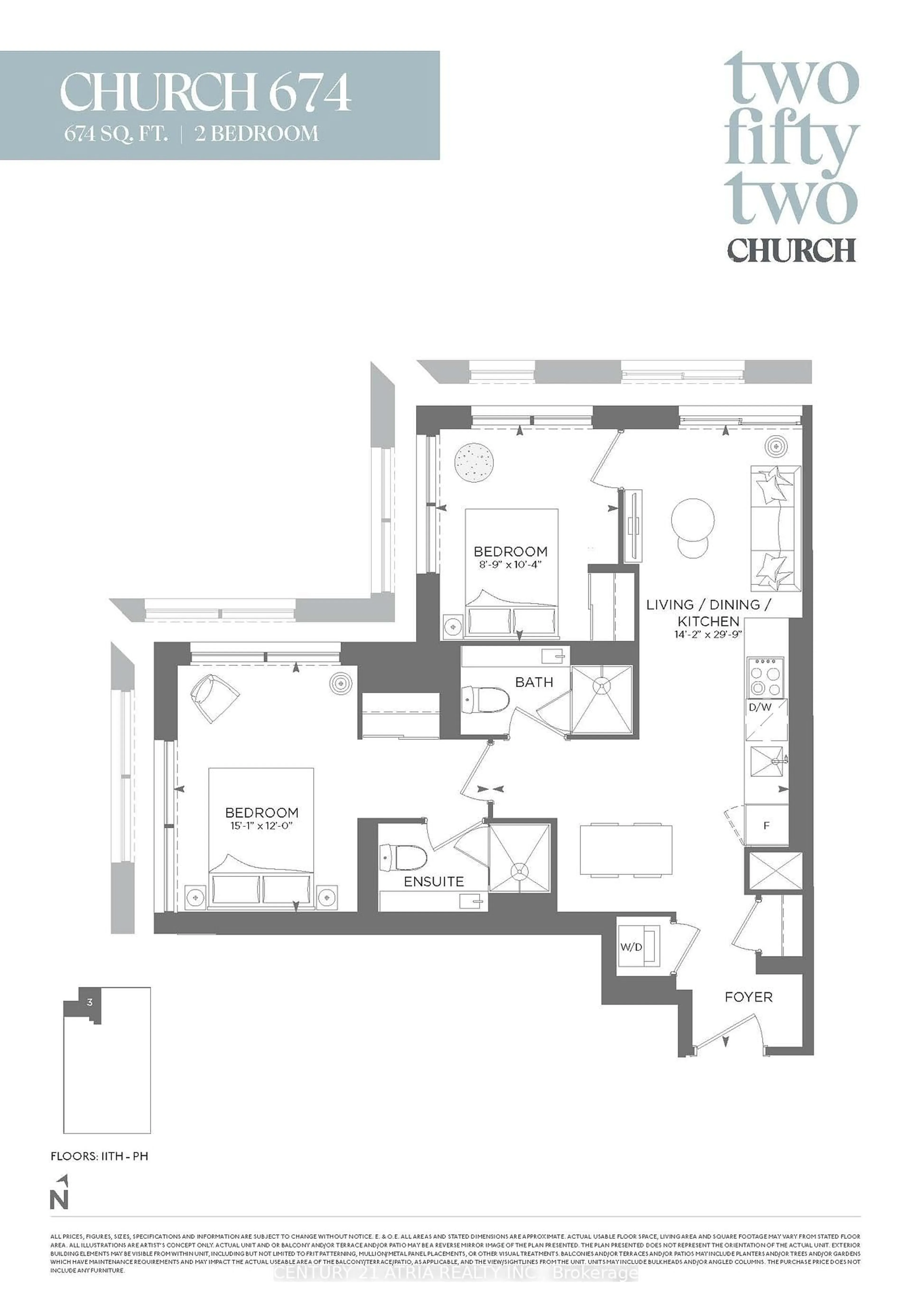 Floor plan for 252 Church St #2303, Toronto Ontario M5B 0E6