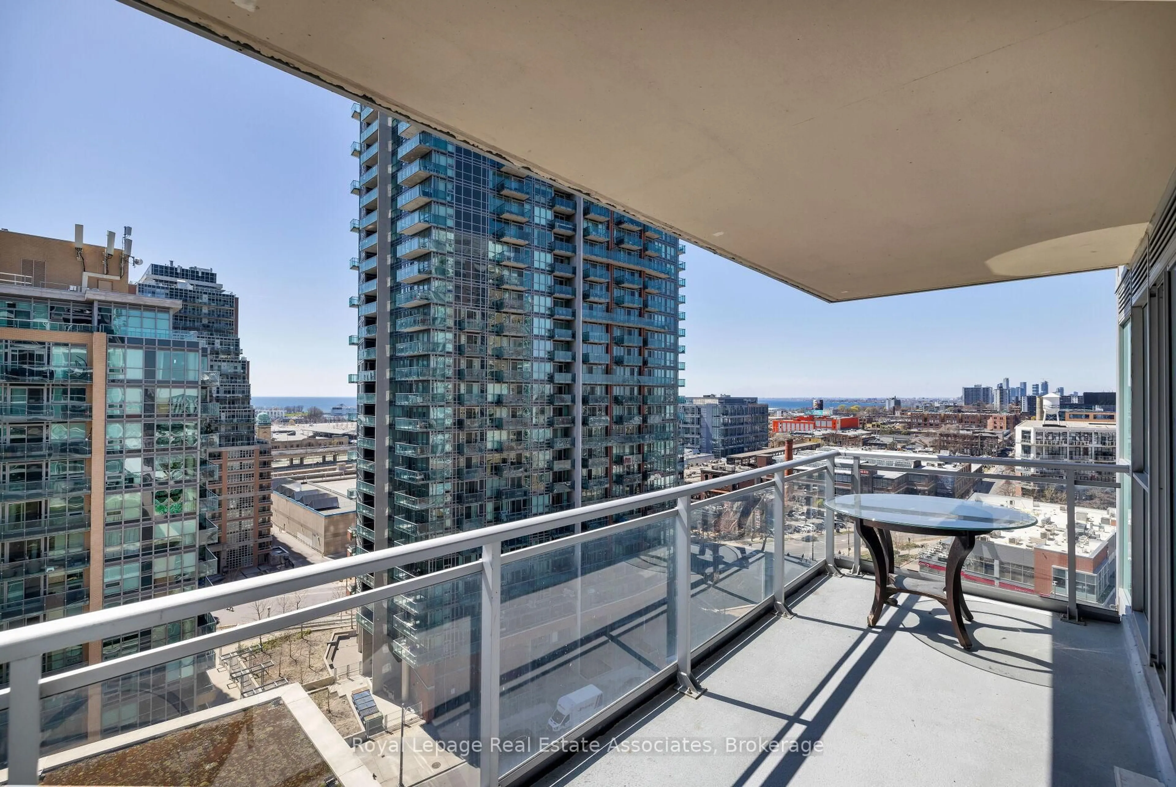Balcony in the apartment, city buildings view from balcony for 100 Western Battery Rd #1203, Toronto Ontario M6K 3S2