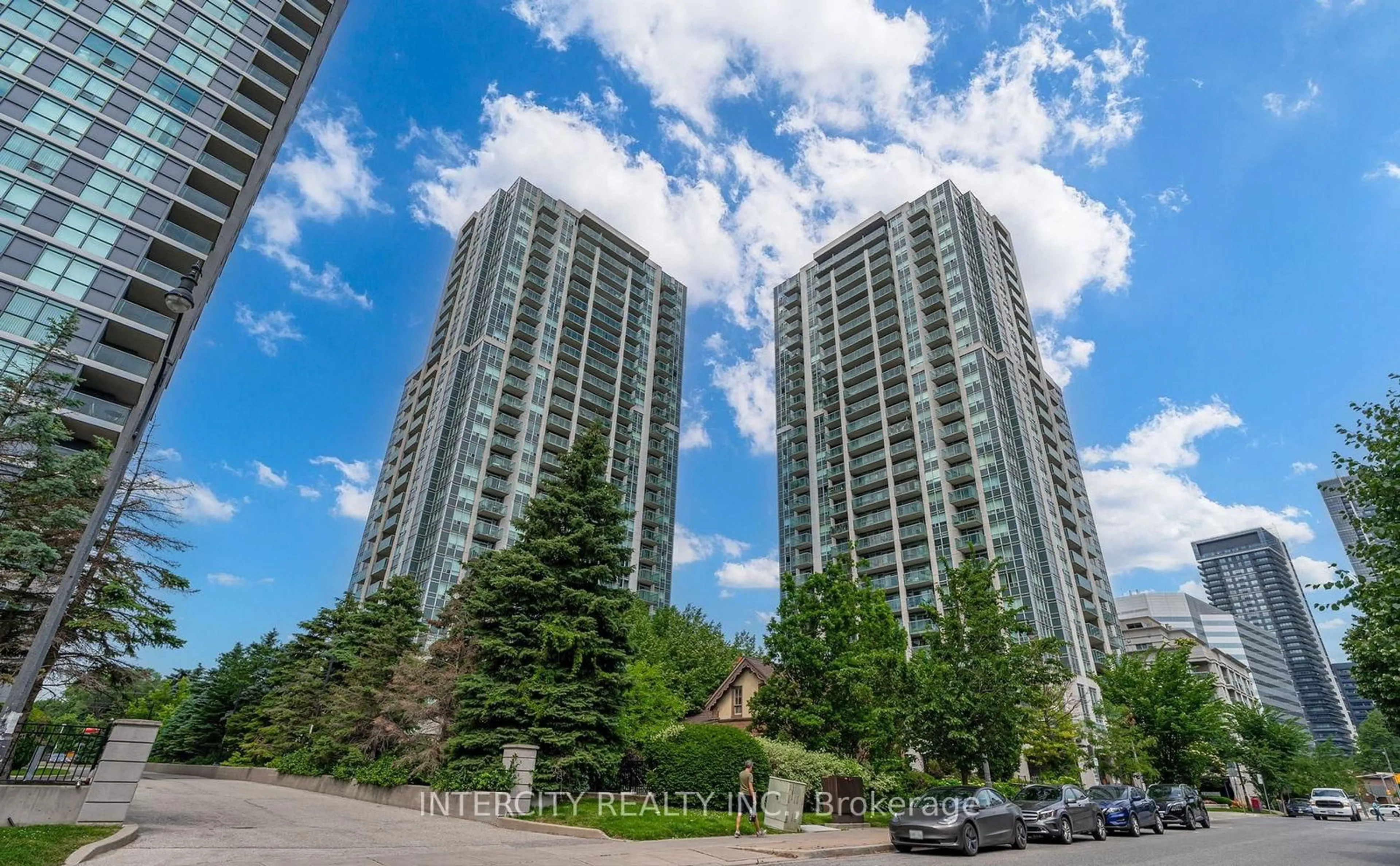 Patio, city buildings view from balcony for 16 Harrison Garden Blvd #1706, Toronto Ontario M2N 7J6