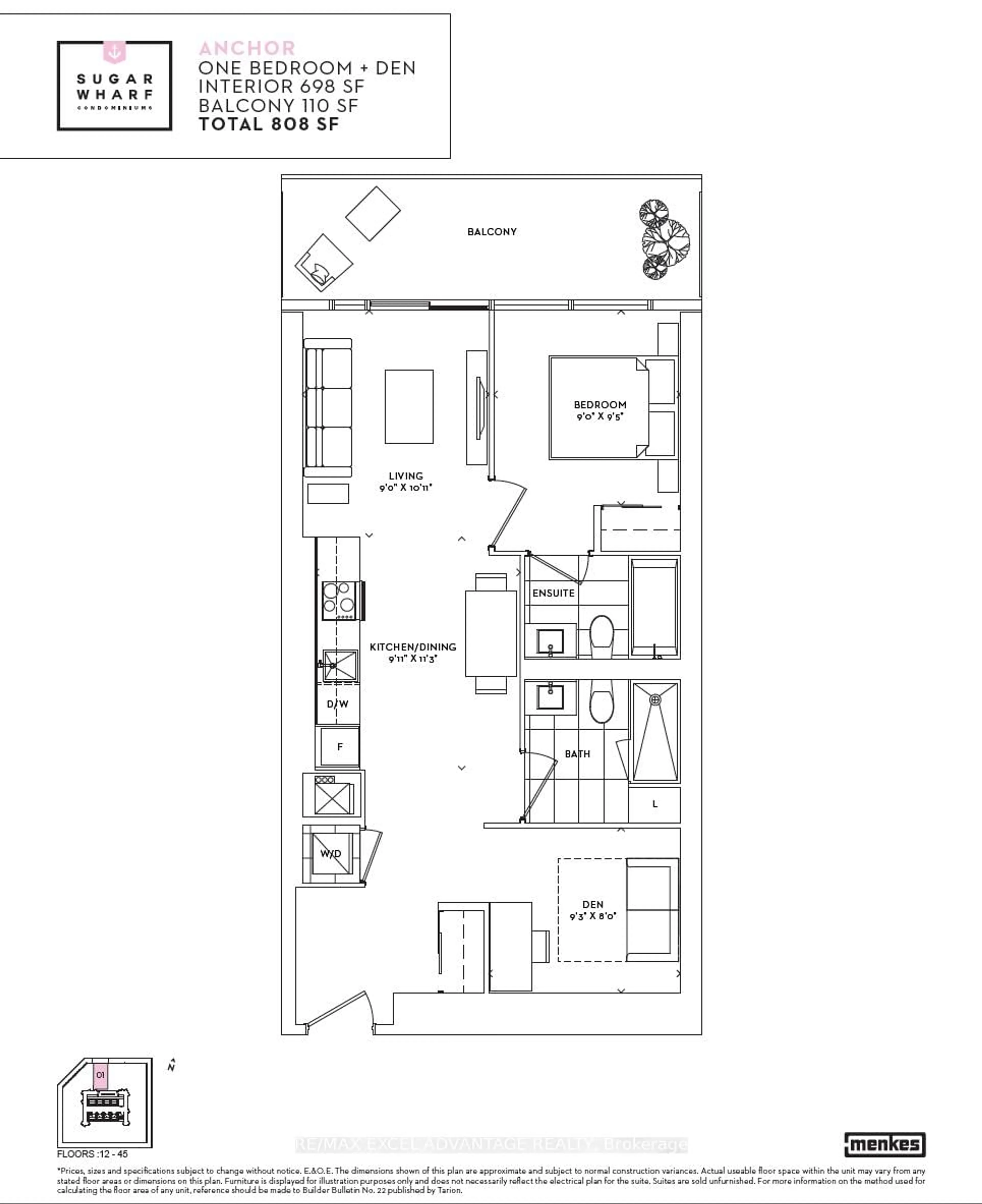 Floor plan for 138 Downes St #6901, Toronto Ontario M5E 0E4