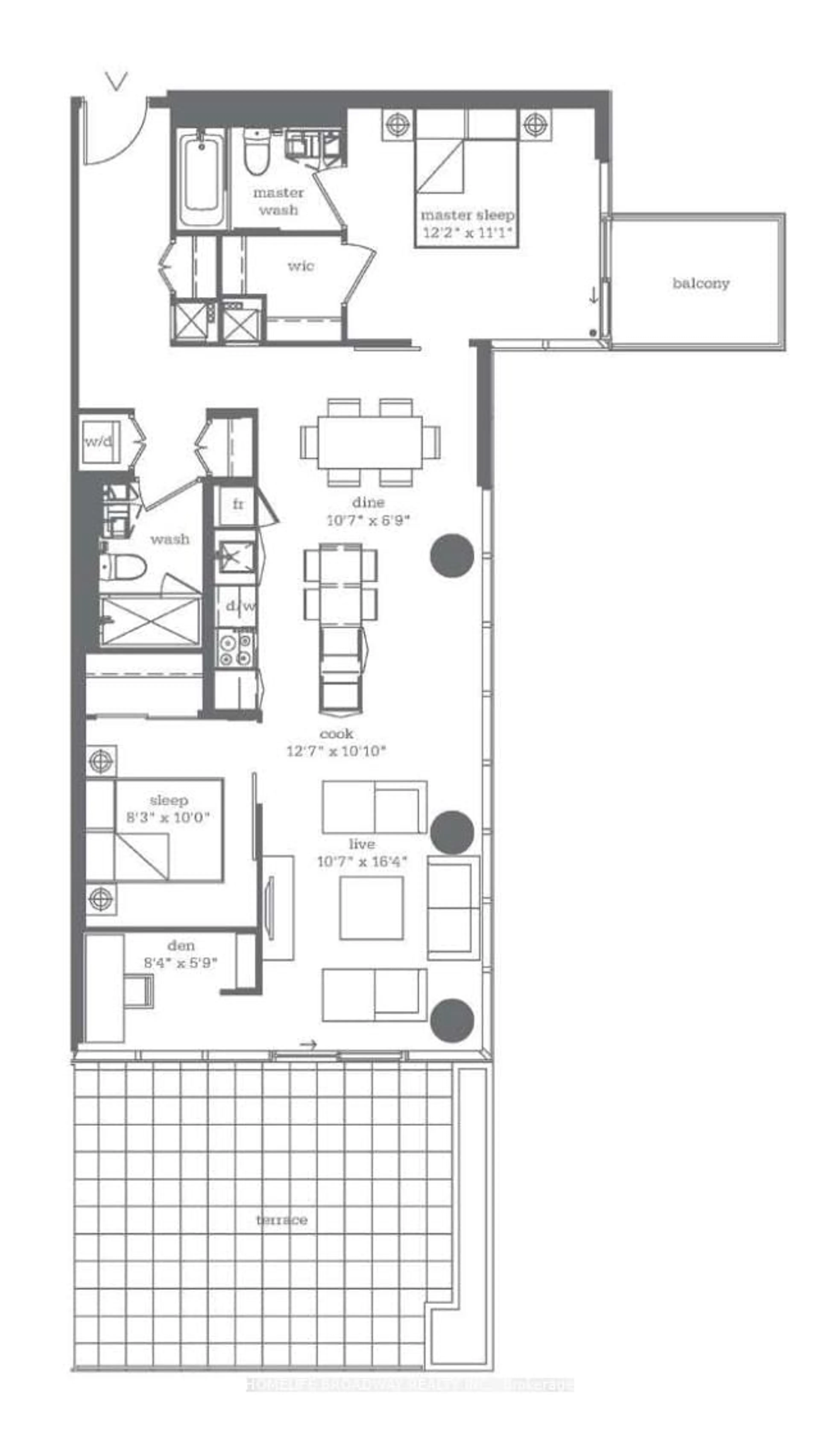 Floor plan for 16 Bonnycastle St #1208, Toronto Ontario M5A 0C9