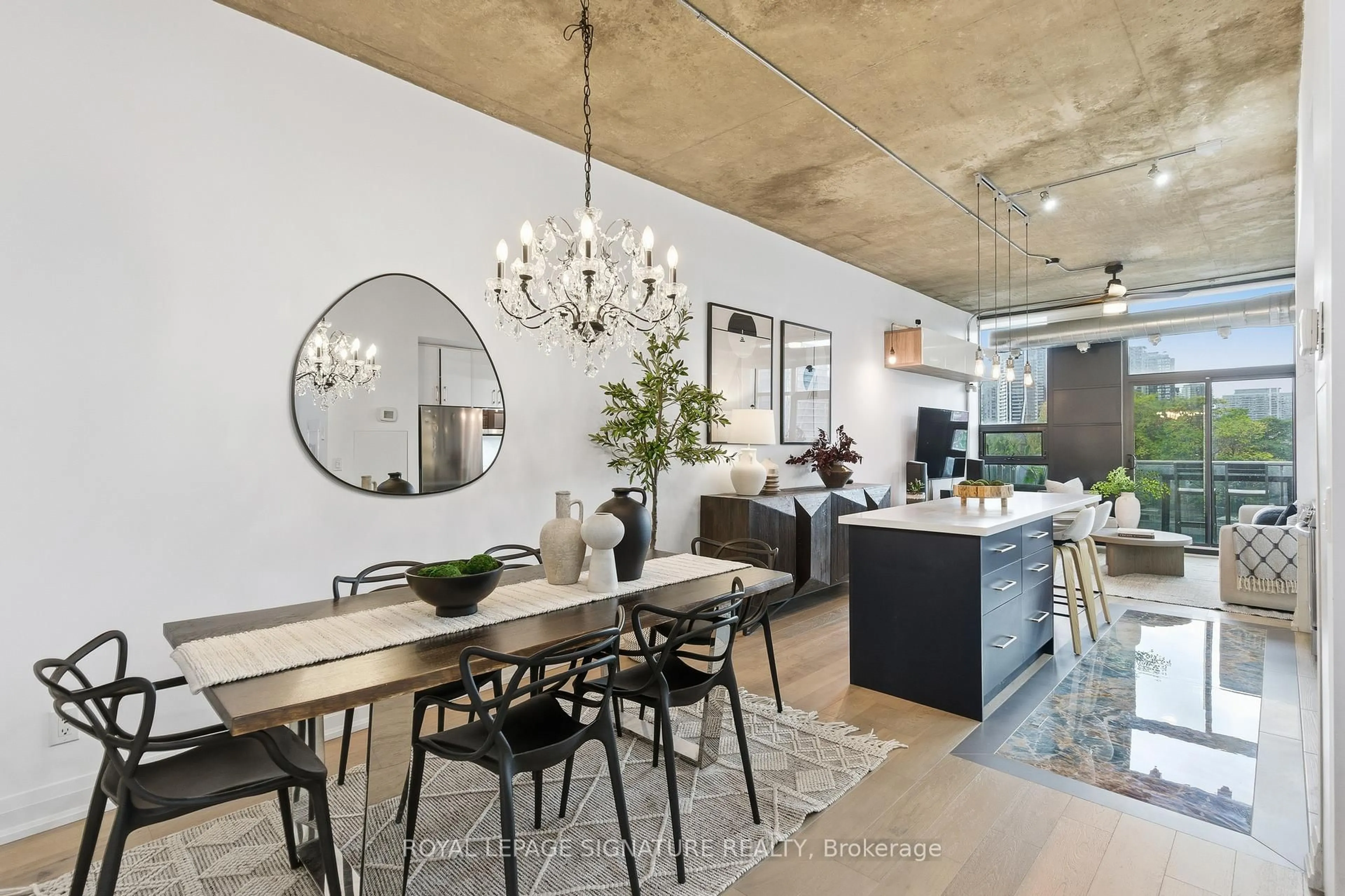 Open concept kitchen, cement floor for 60 Bathurst St #503, Toronto Ontario M5V 2P4