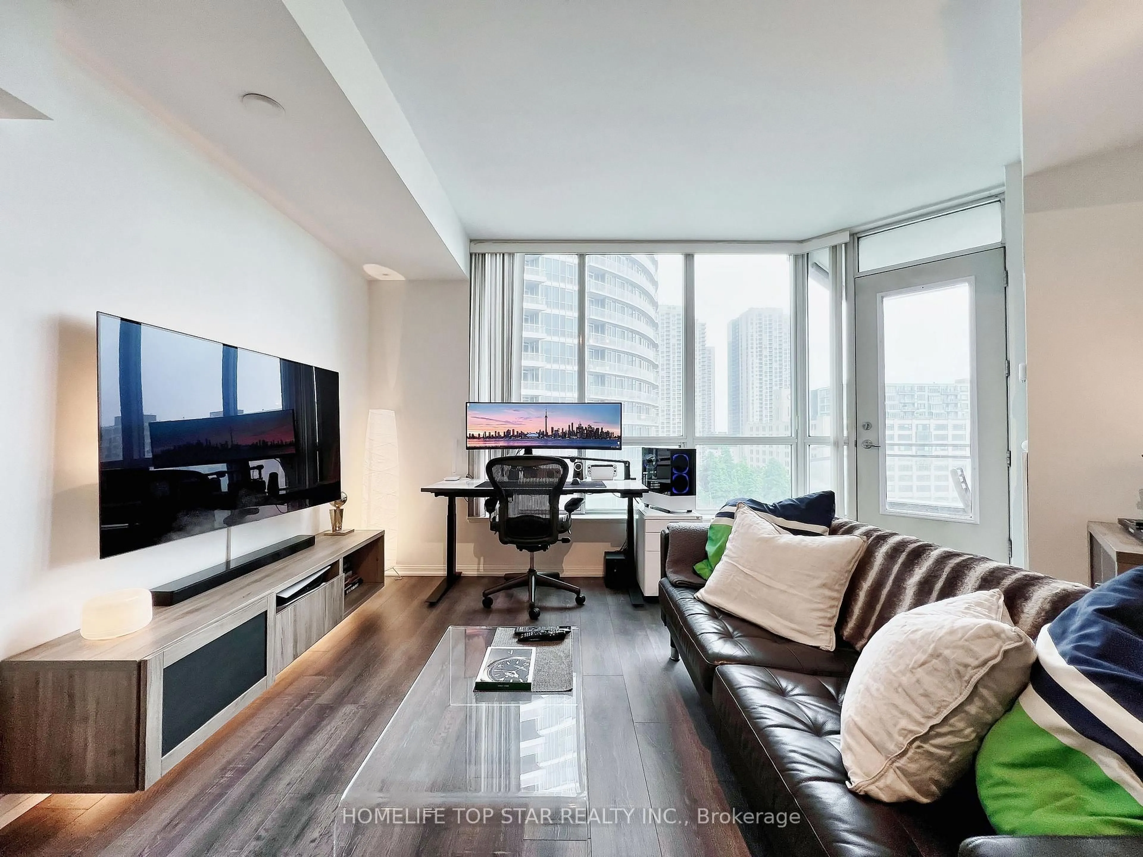Living room with furniture, wood/laminate floor for 228 Queens Quay #1006, Toronto Ontario M5J 2X1