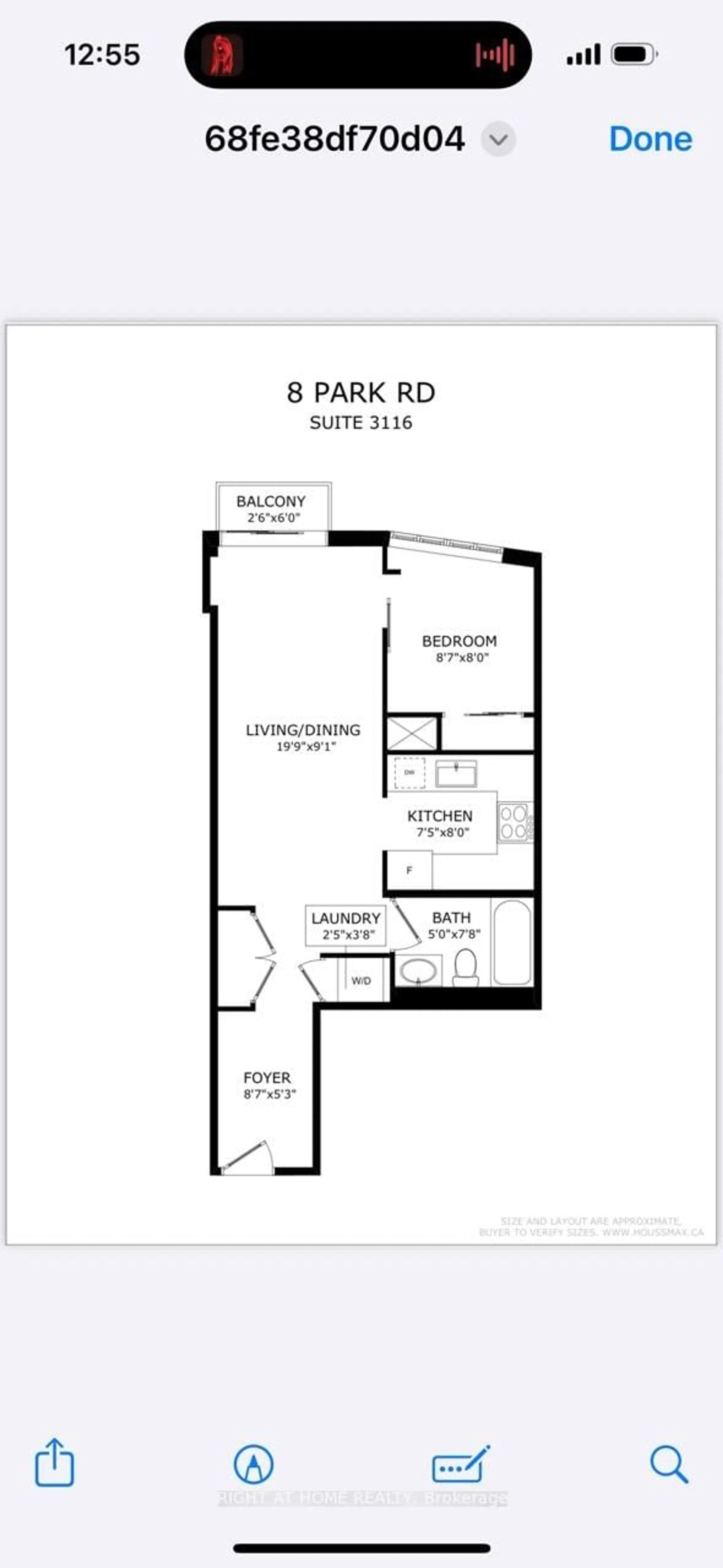 Floor plan for 8 Park Rd #3116, Toronto Ontario M4W 3S5