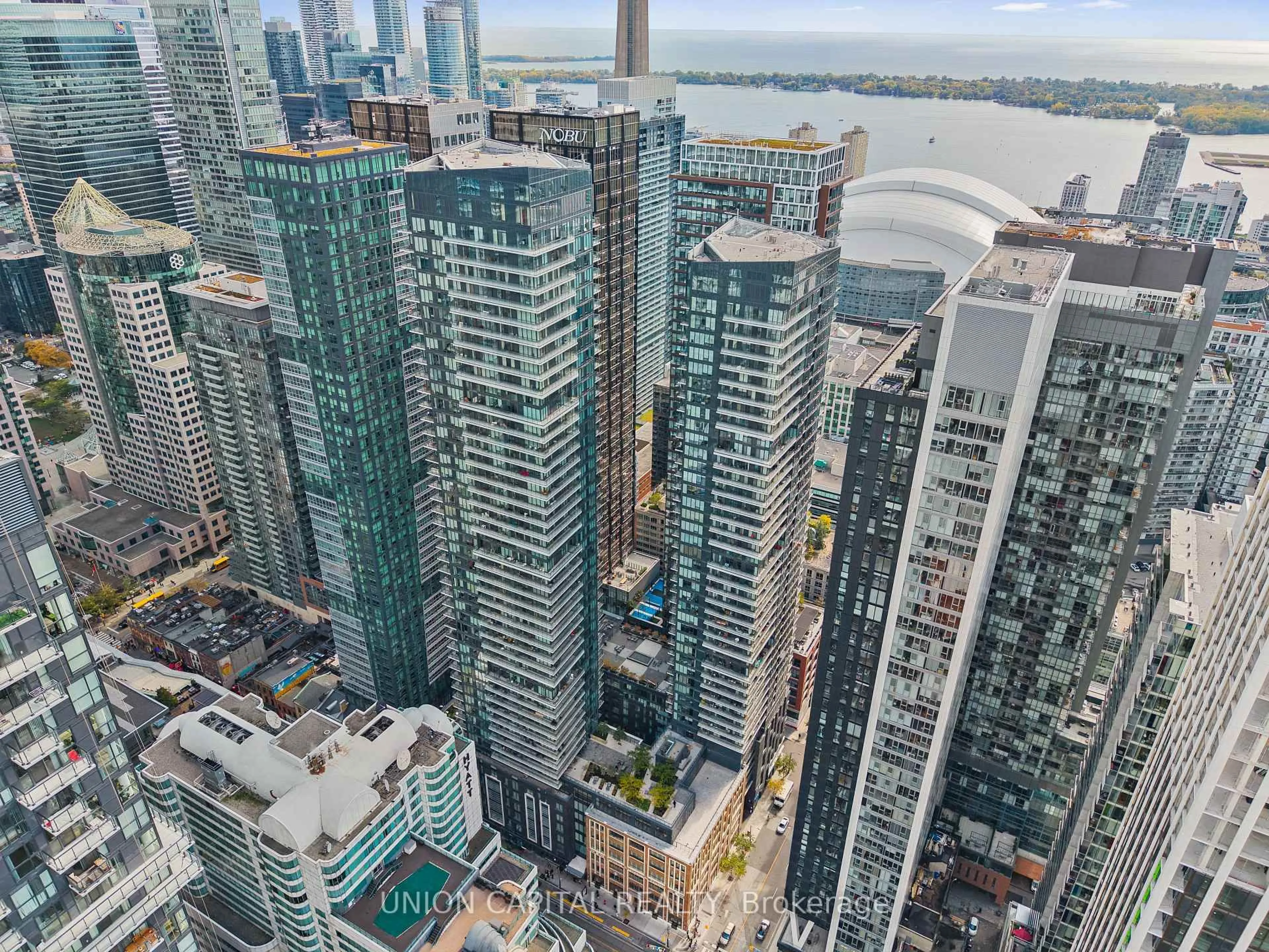 A pic from outside/outdoor area/front of a property/back of a property/a pic from drone, city buildings view from balcony for 115 Blue Jays Way #4209, Toronto Ontario M5V 0N4