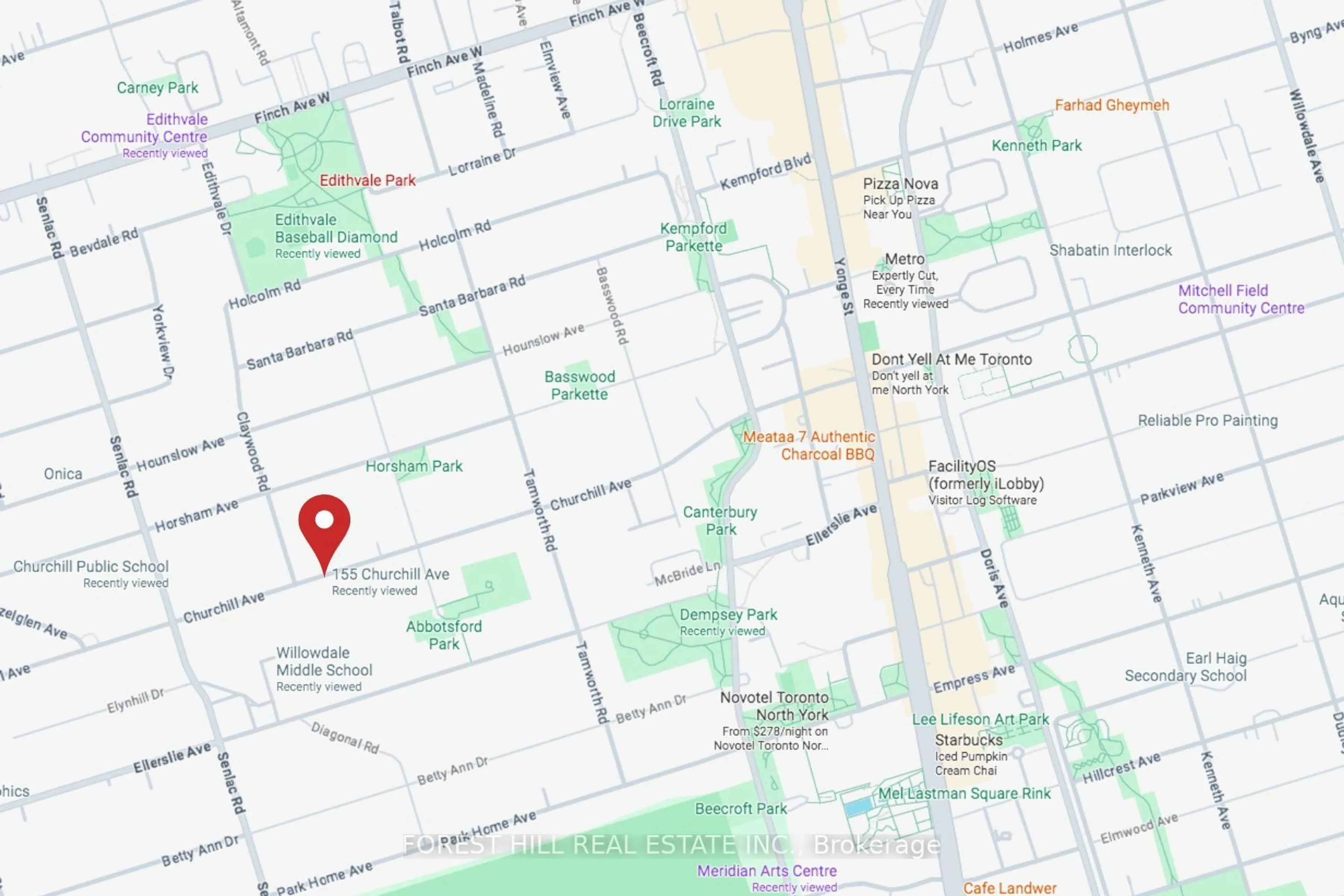 Picture of a map for 155 Churchill Ave, Toronto Ontario M2N 1Z3