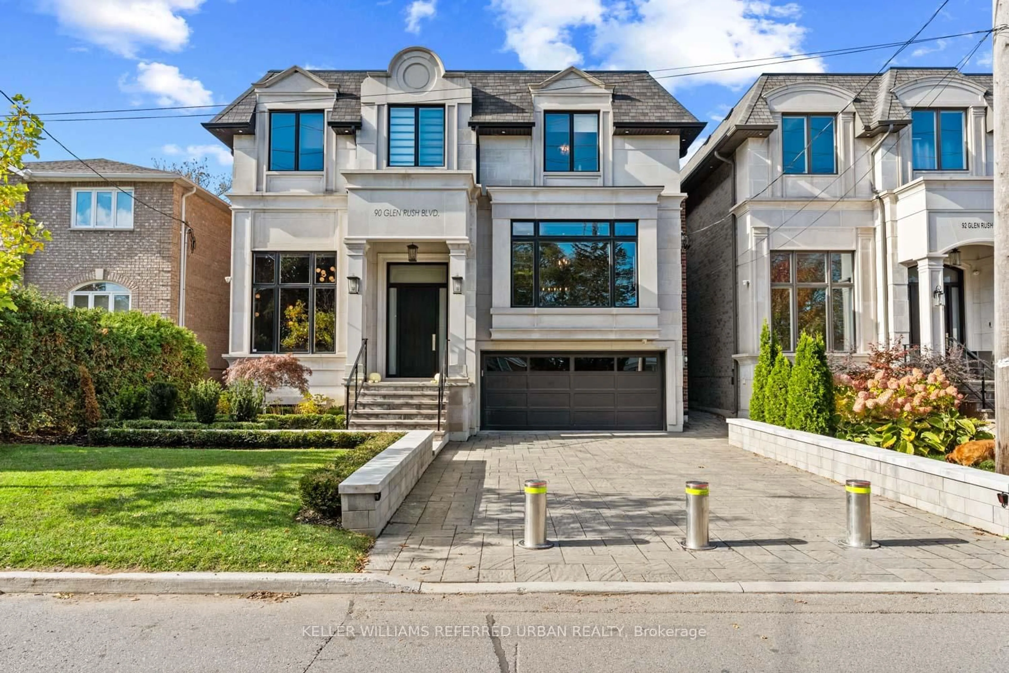 Home with brick exterior material, street for 90 Glen Rush Blvd, Toronto Ontario M5N 2V1