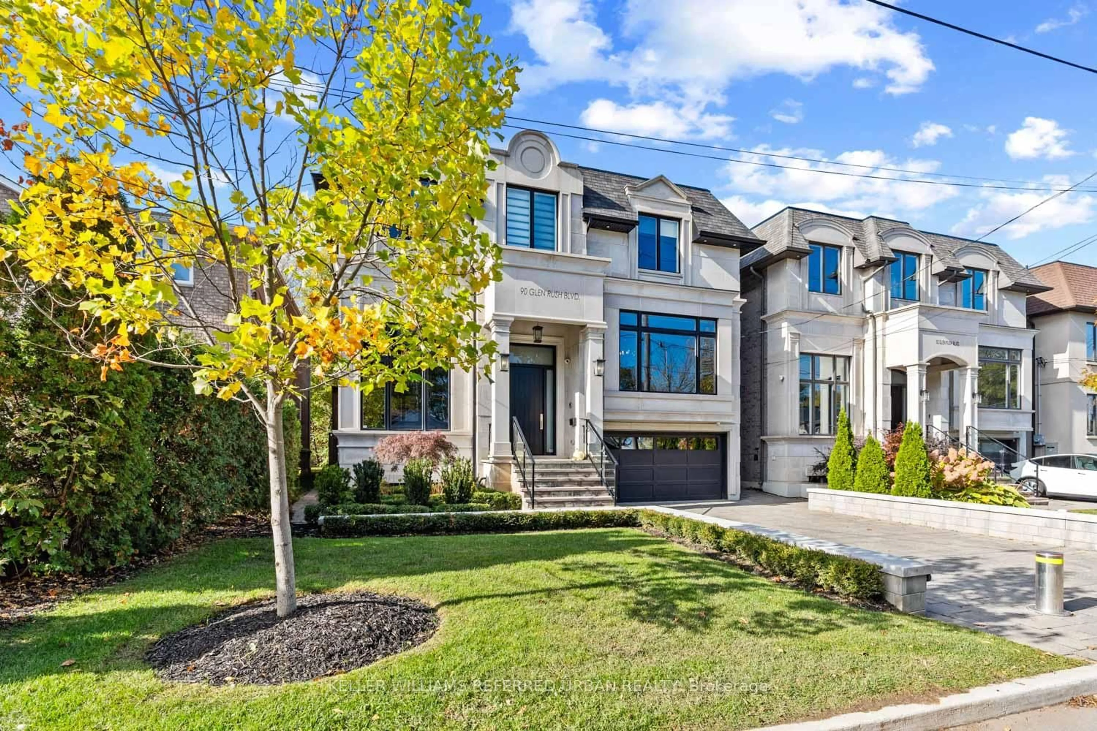 Home with brick exterior material, street for 90 Glen Rush Blvd, Toronto Ontario M5N 2V1