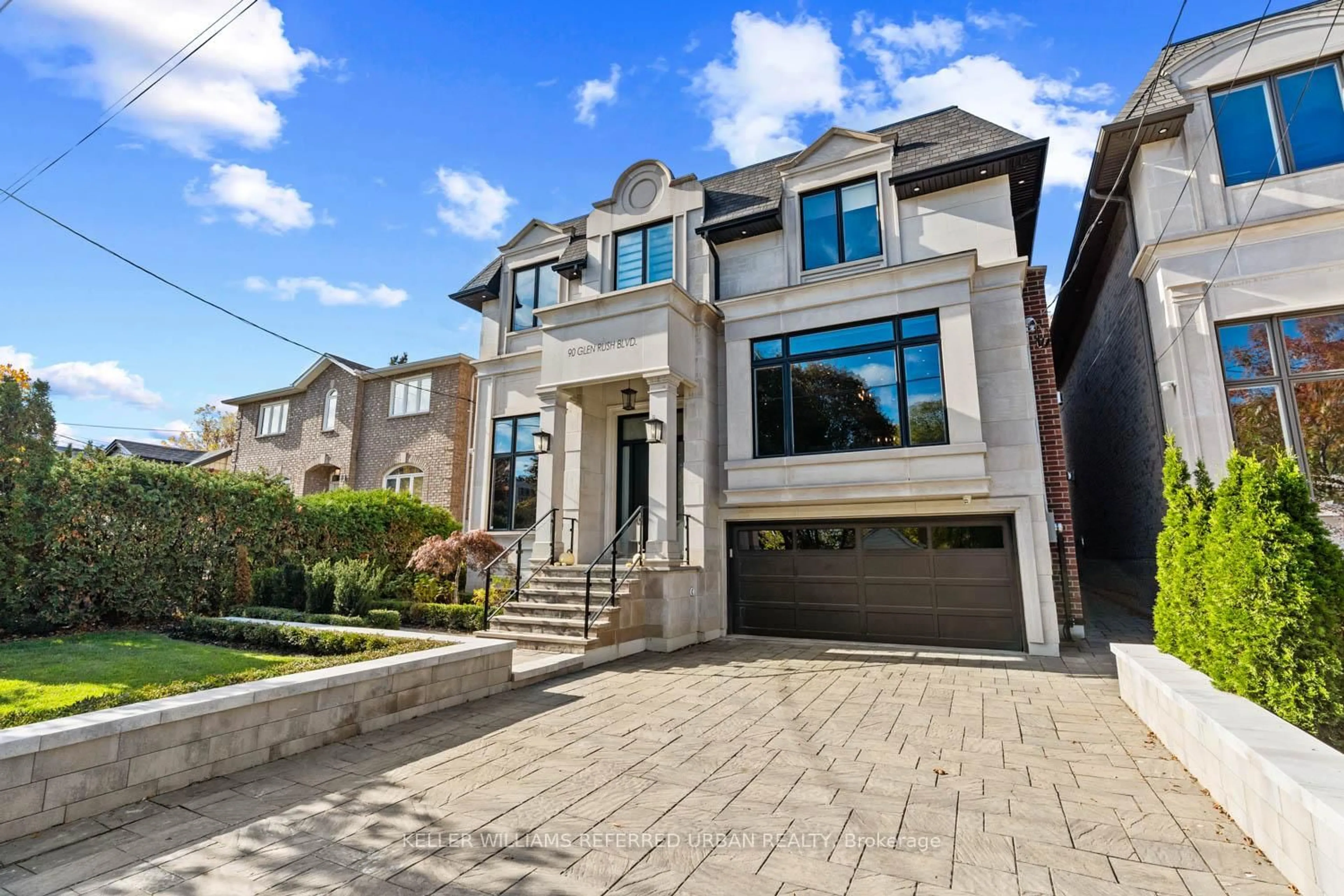 Home with brick exterior material, street for 90 Glen Rush Blvd, Toronto Ontario M5N 2V1