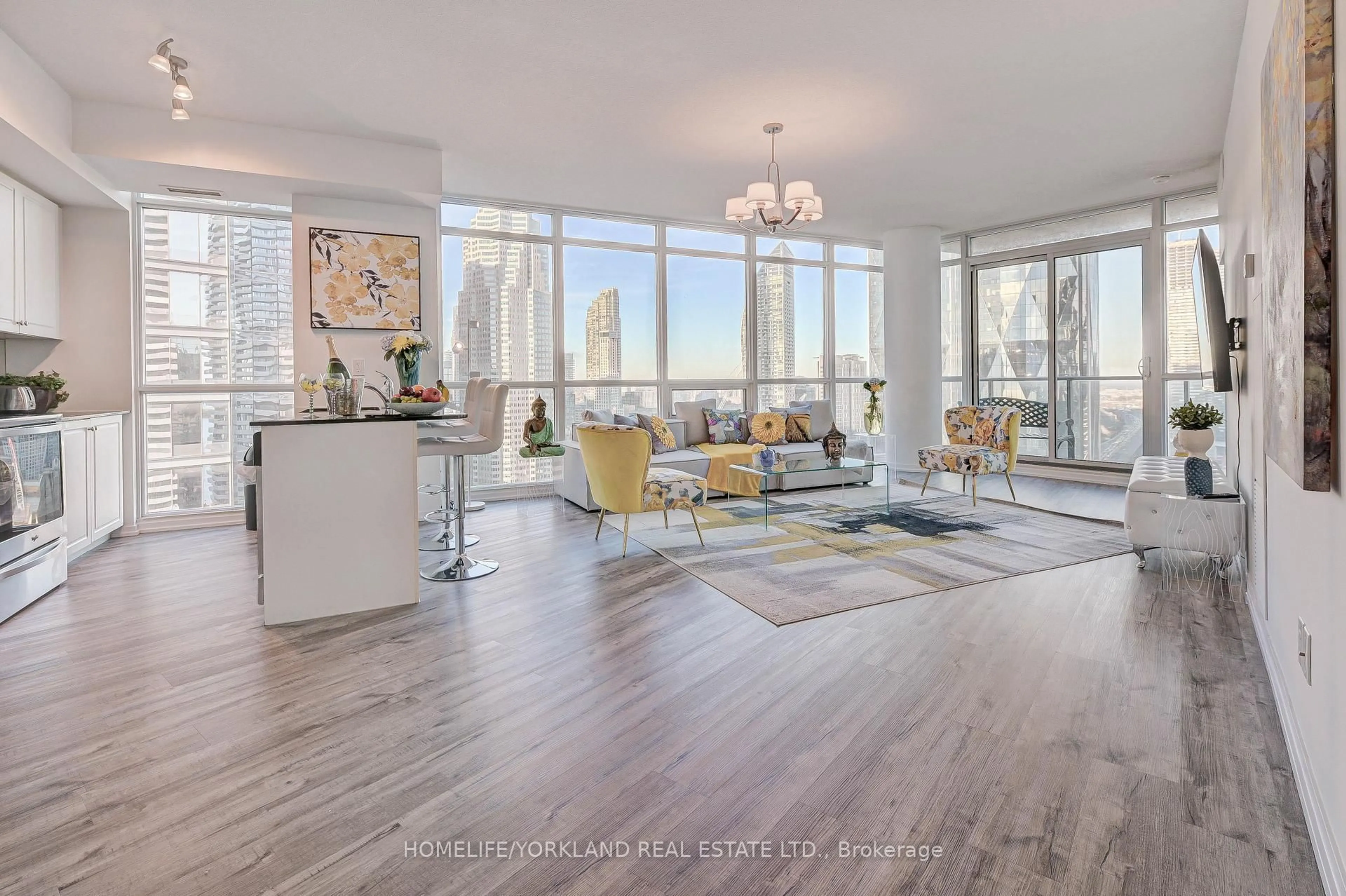 Living room with furniture, unknown for 65 Bremner Blvd #3008, Toronto Ontario M5J 0A7