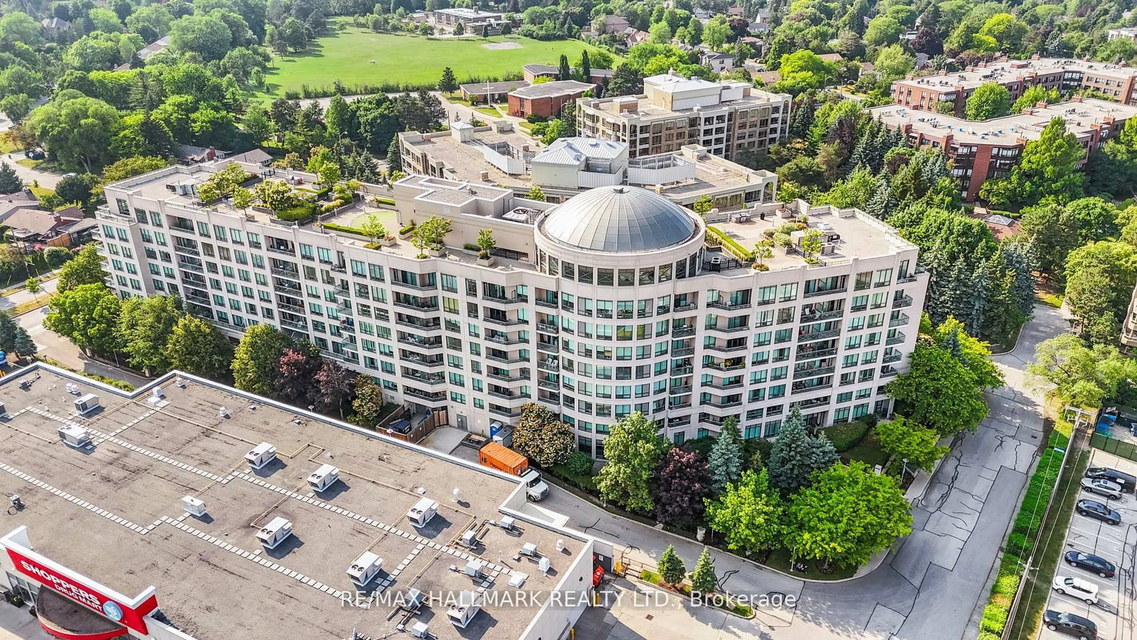 A pic from outside/outdoor area/front of a property/back of a property/a pic from drone, city buildings view from balcony for 205 The Donway #328, Toronto Ontario M3B 3S5