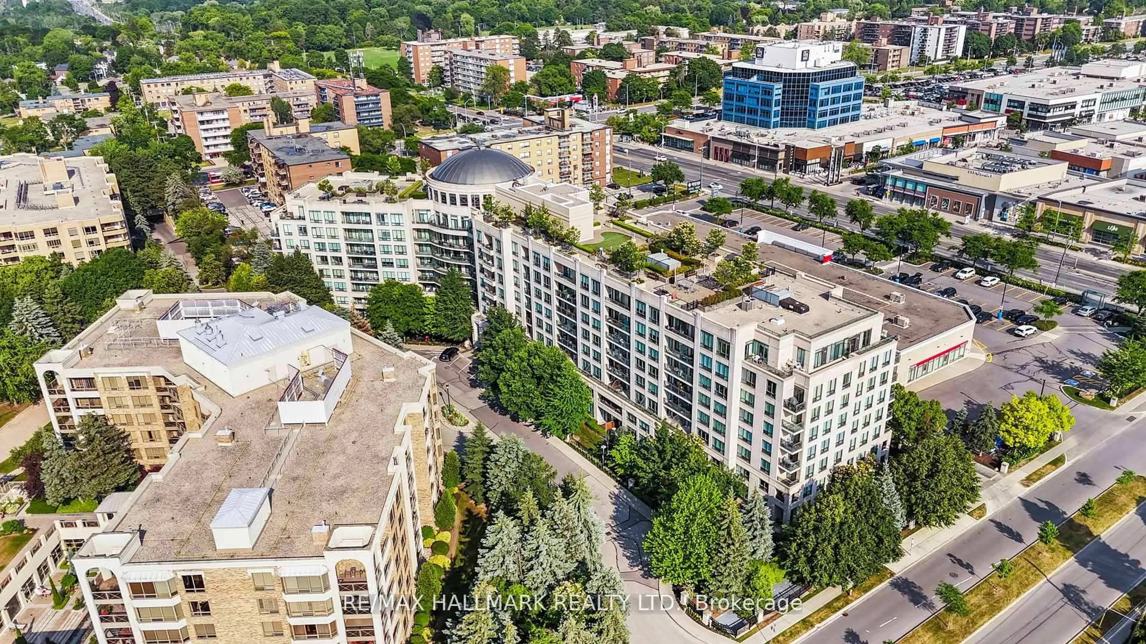 A pic from outside/outdoor area/front of a property/back of a property/a pic from drone, city buildings view from balcony for 205 The Donway #328, Toronto Ontario M3B 3S5