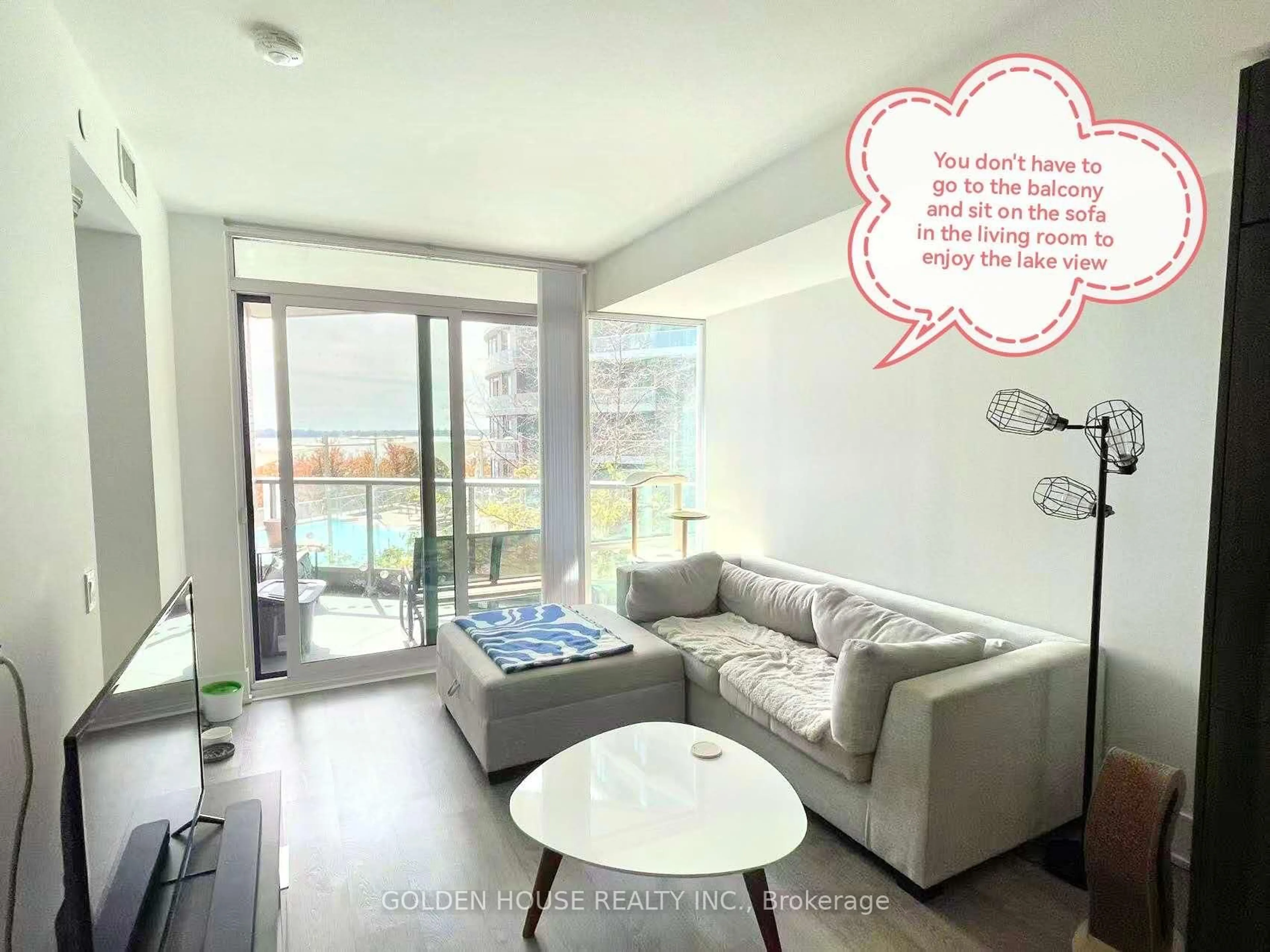 Living room with furniture, unknown for 1 Edgewater Dr #314, Toronto Ontario M5A 1B9