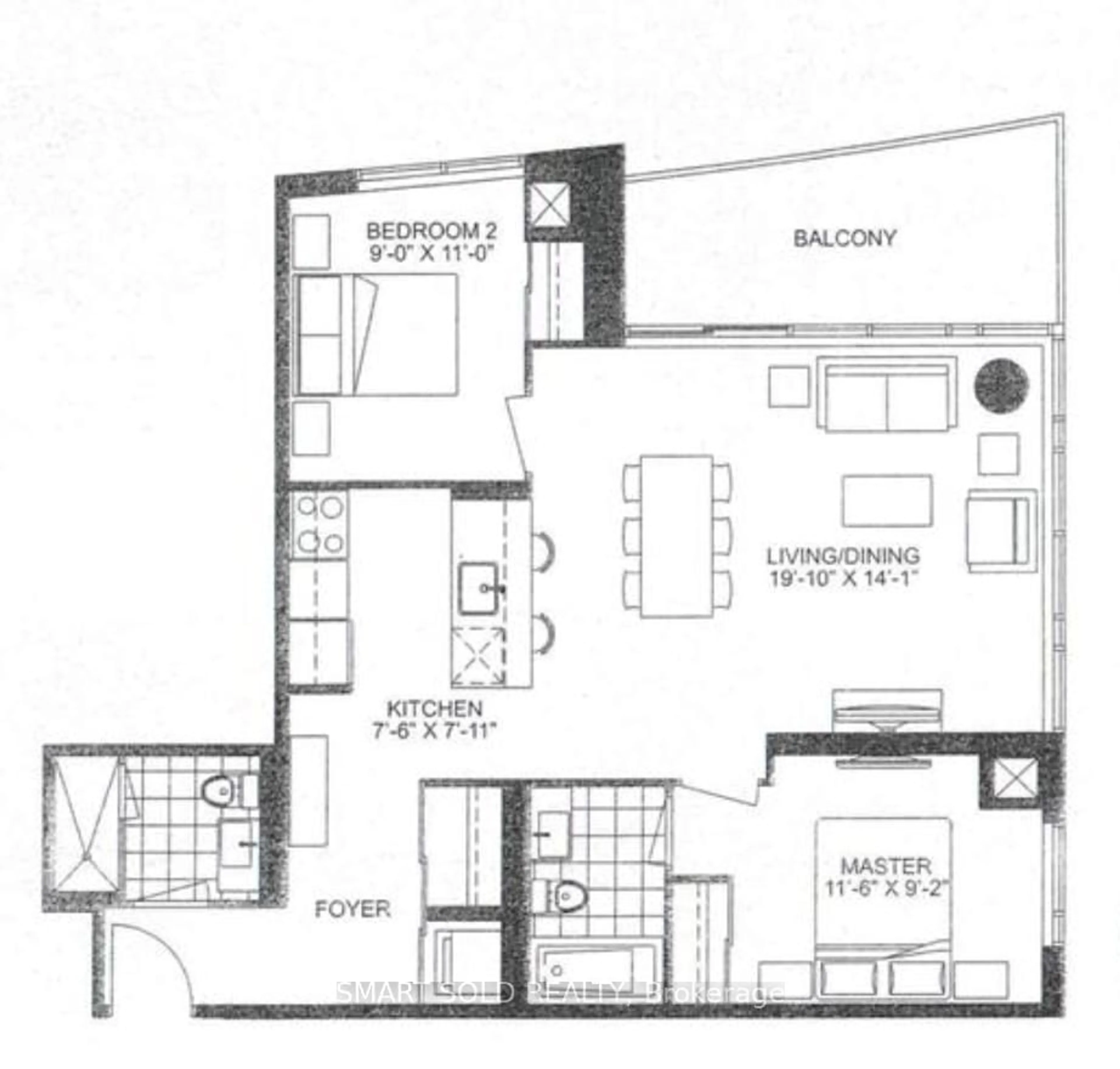 Floor plan for 66 Forest Manr #802, Toronto Ontario M2J 0B7