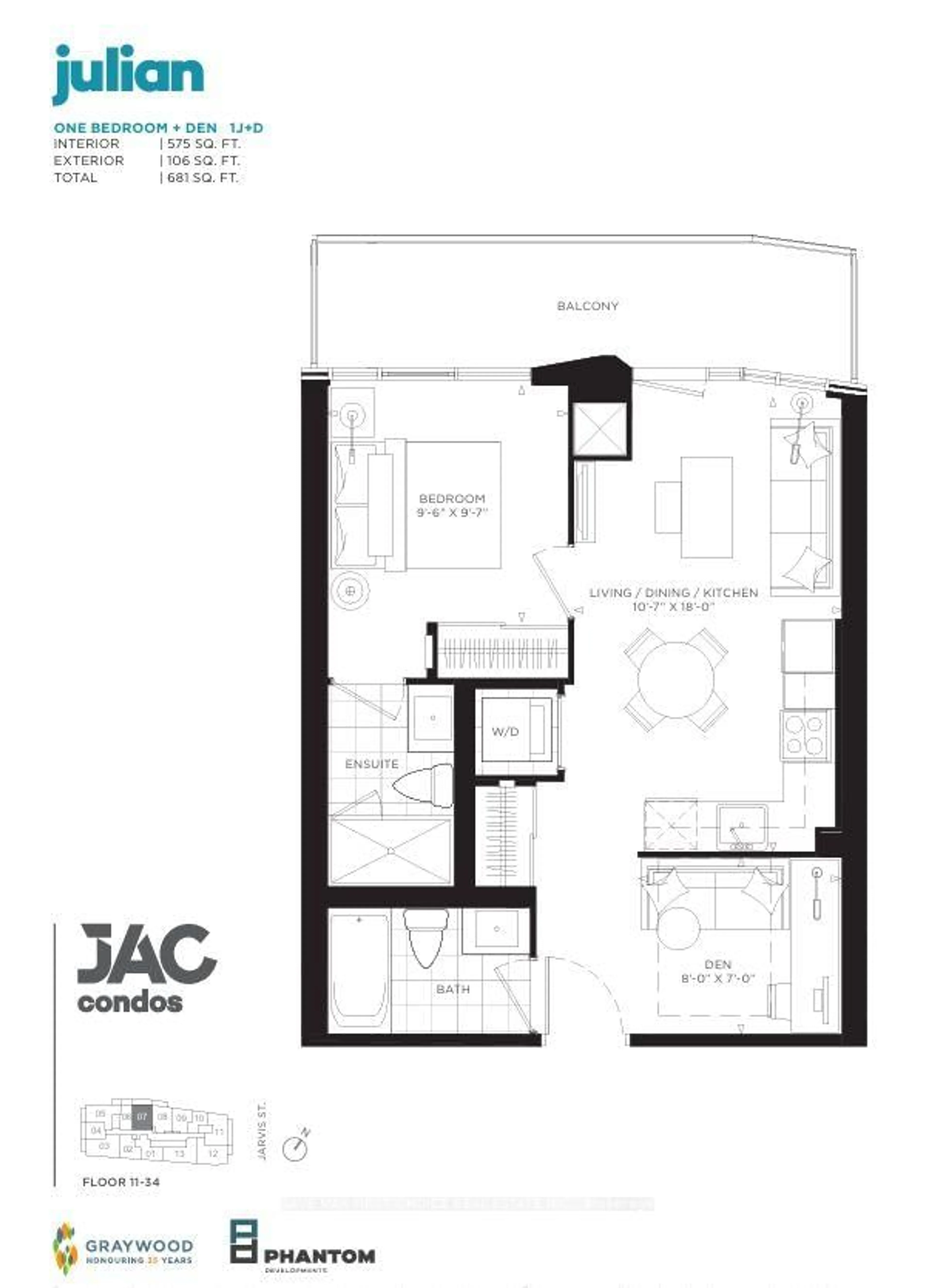 Floor plan for 308 Jarvis St #2607, Toronto Ontario M5A 2P2