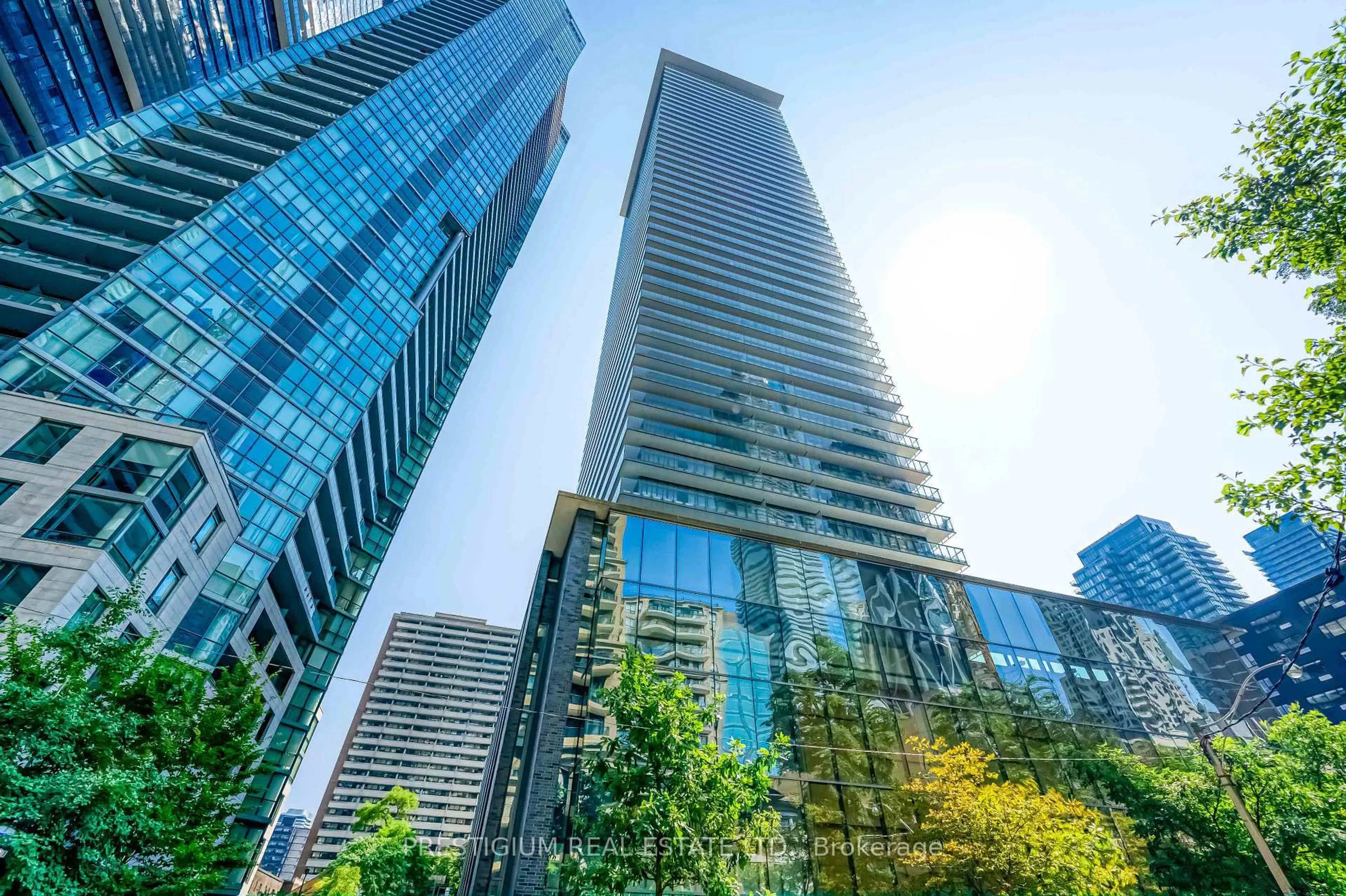 A pic from outside/outdoor area/front of a property/back of a property/a pic from drone, city buildings view from balcony for 33 CHARLES St #3704, Toronto Ontario M4Y 0A2