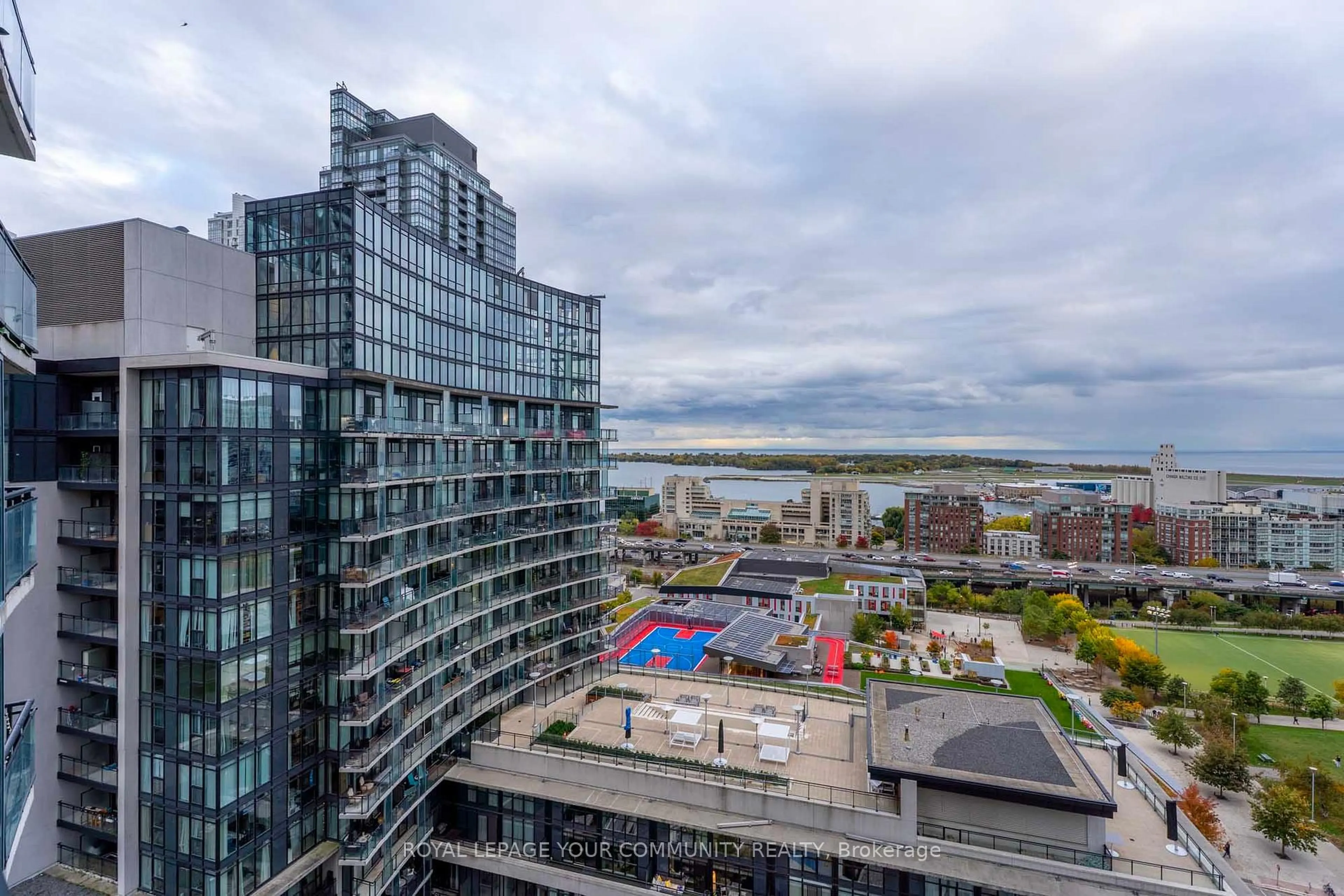 A pic from outside/outdoor area/front of a property/back of a property/a pic from drone, city buildings view from balcony for 25 Capreol Crt #2111, Toronto Ontario M5V 3Z7