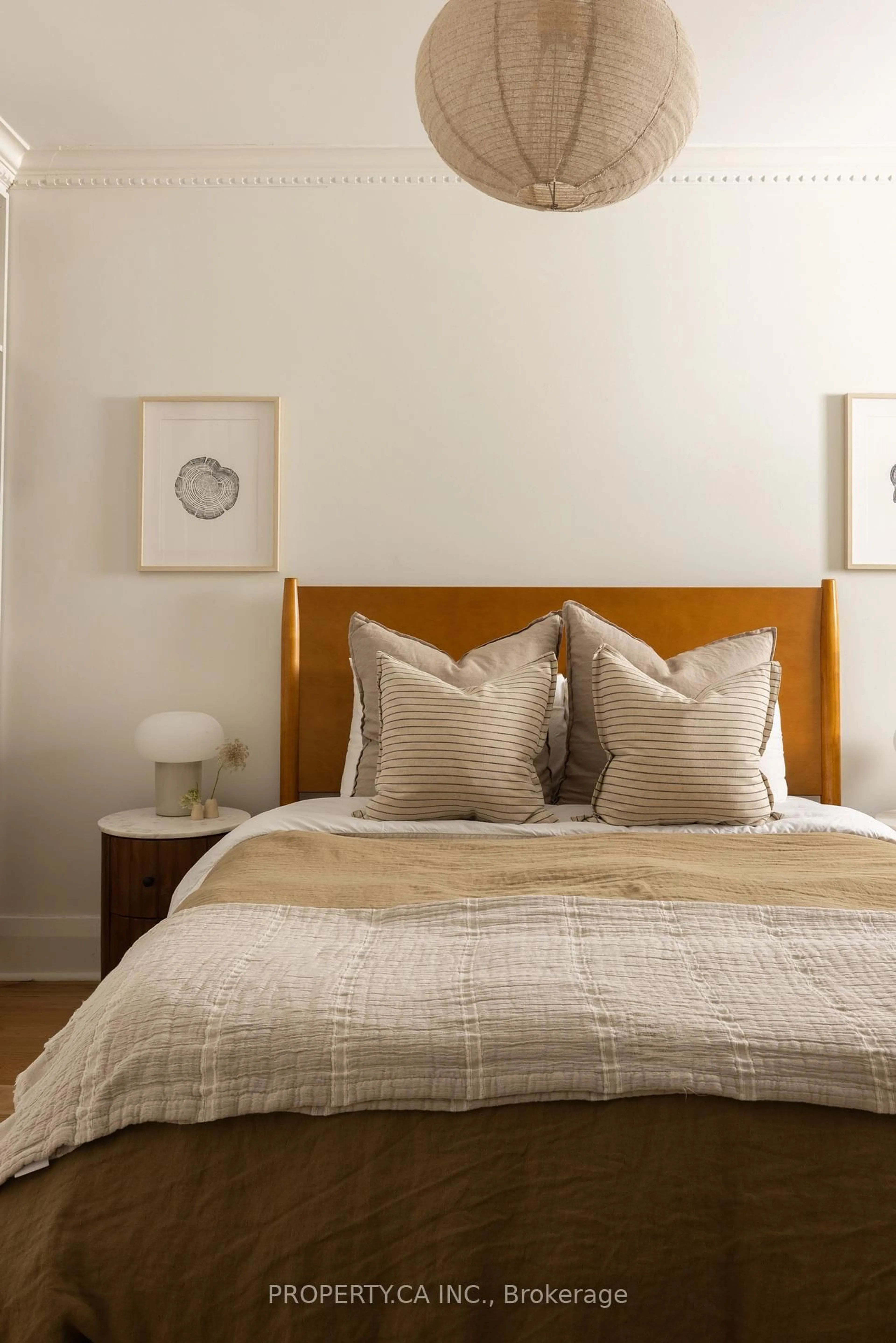 Bedroom with bed, wood/laminate floor for 364 Northcliffe Blvd, Toronto Ontario M6E 3L1