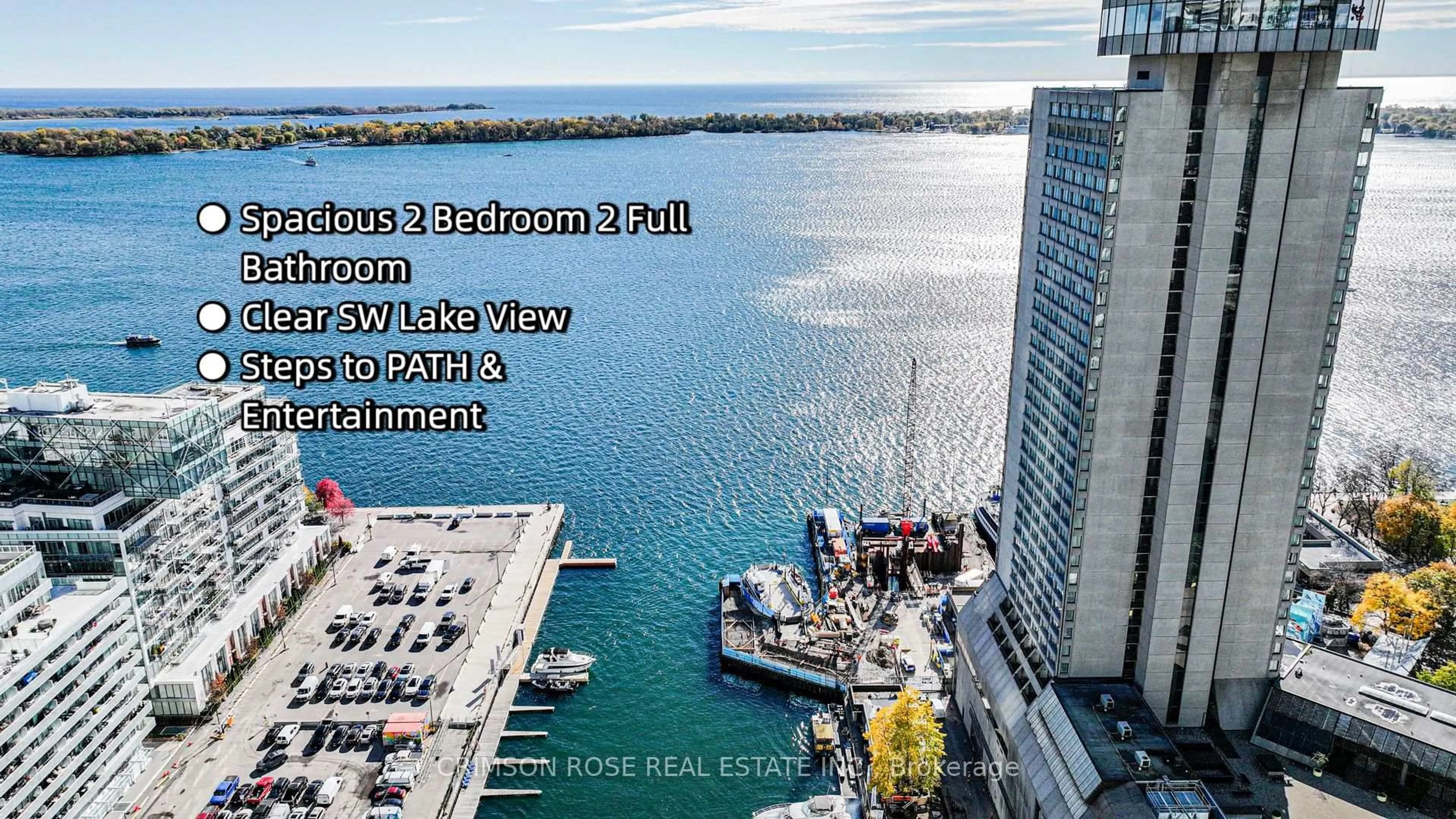A pic from outside/outdoor area/front of a property/back of a property/a pic from drone, water/lake/river/ocean view for 10 Queens Quay #1107, Toronto Ontario M5J 2R9