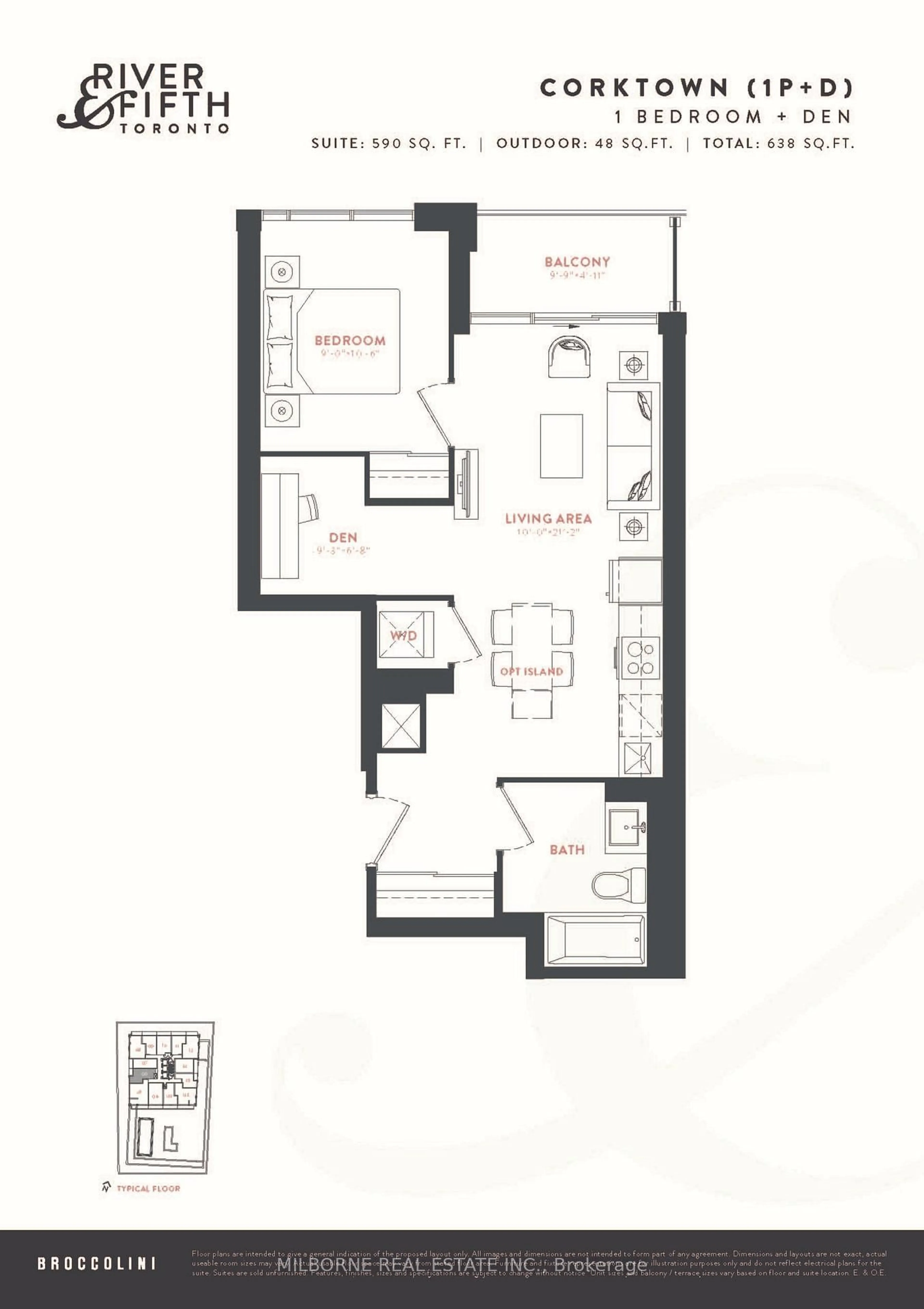 Floor plan for 5 Defries St #3306, Toronto Ontario M5A 0W7