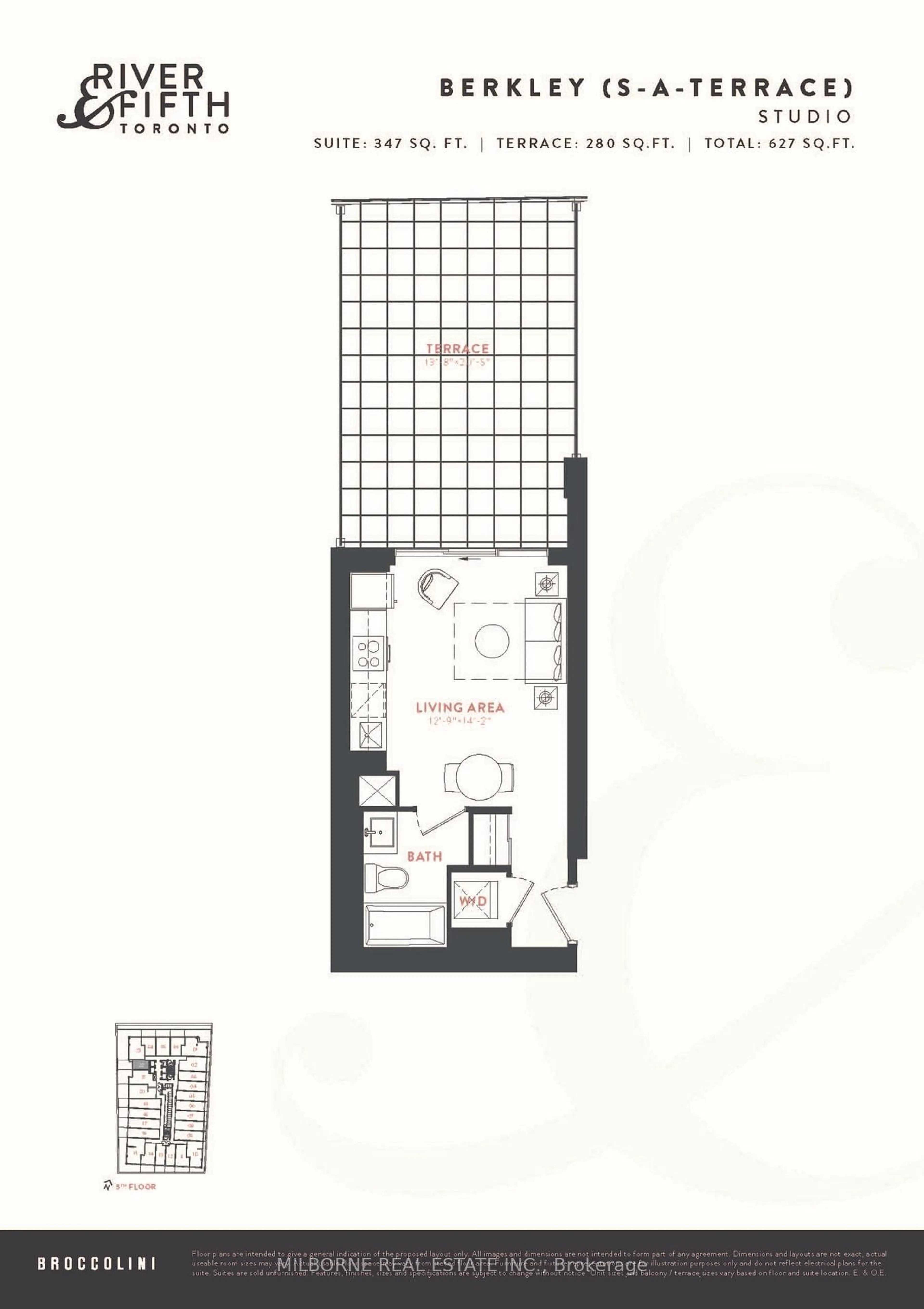 Floor plan for 5 Defries St #522, Toronto Ontario M5A 0W7